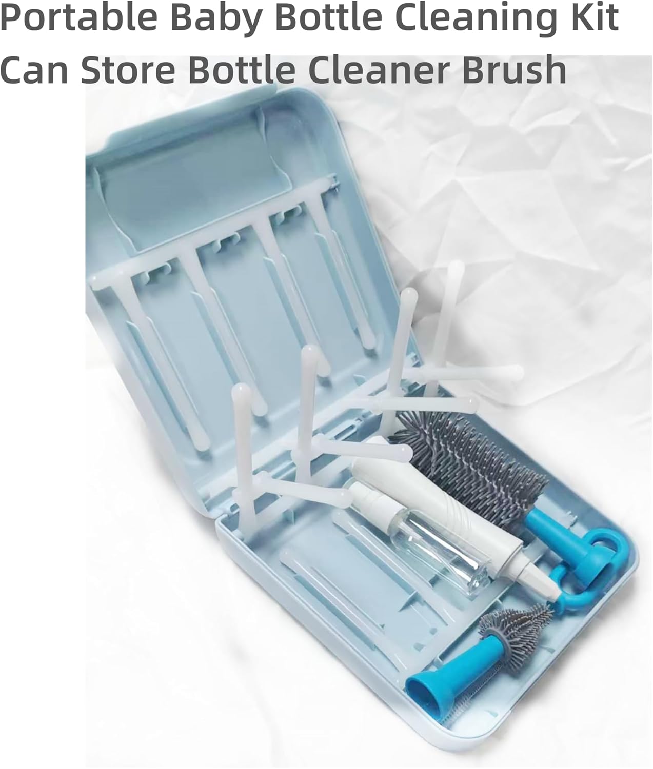 Travel Bottle Drying Rack Space Saving,Foldable Bottle Drain Rack with 16 Ribs,Portable Baby Bottle Drying Rack for Bottles,Breast Pumps and Other Feeding Accessories,Widely Used Daily Basis