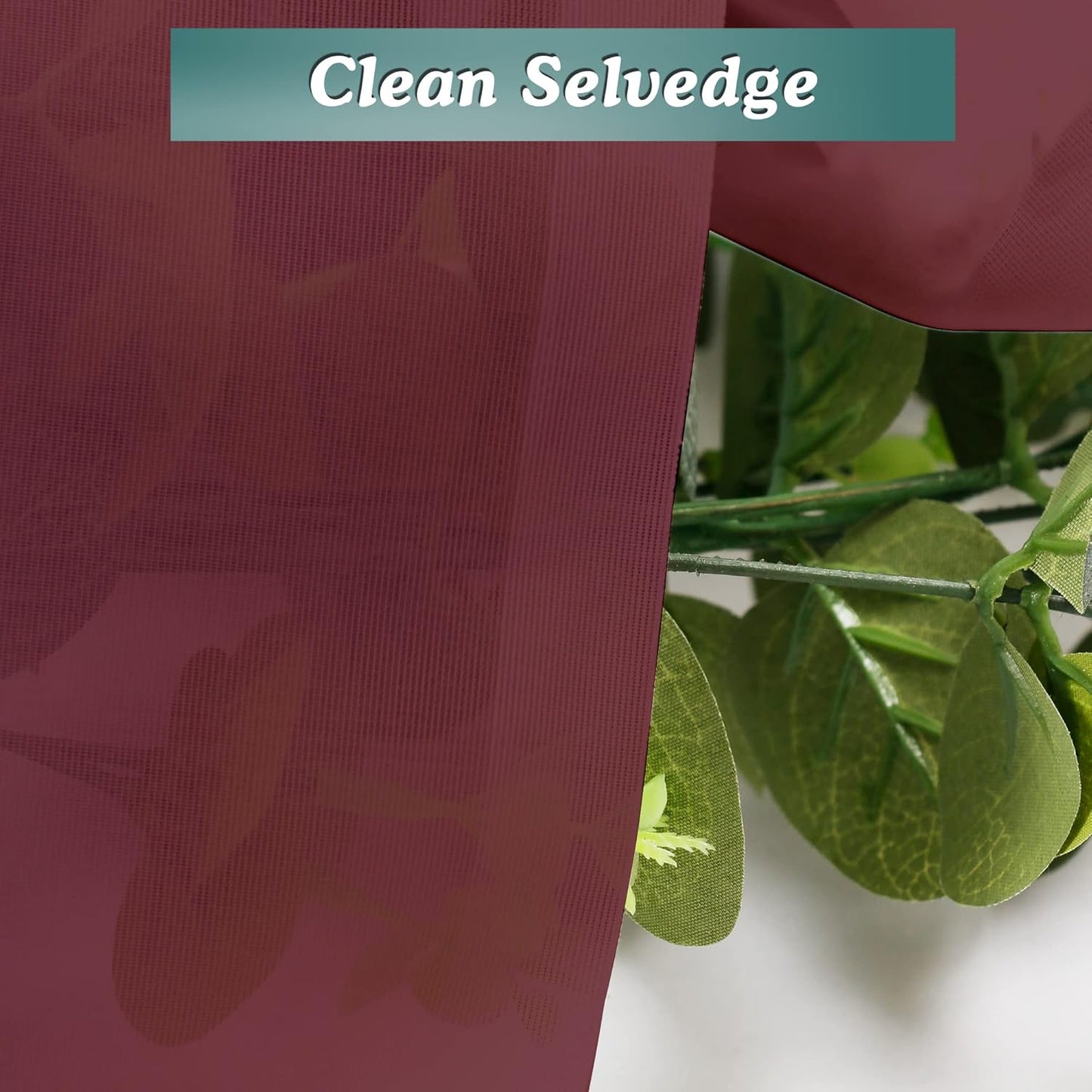 Chyhomenyc Burgundy Sheer Curtains 63 Inches Long 2 Panels Set, Light Filtering Voile Window Drapes for Bedroom Living Room, 42Wx63L Inch, Burgundy, 2PCS