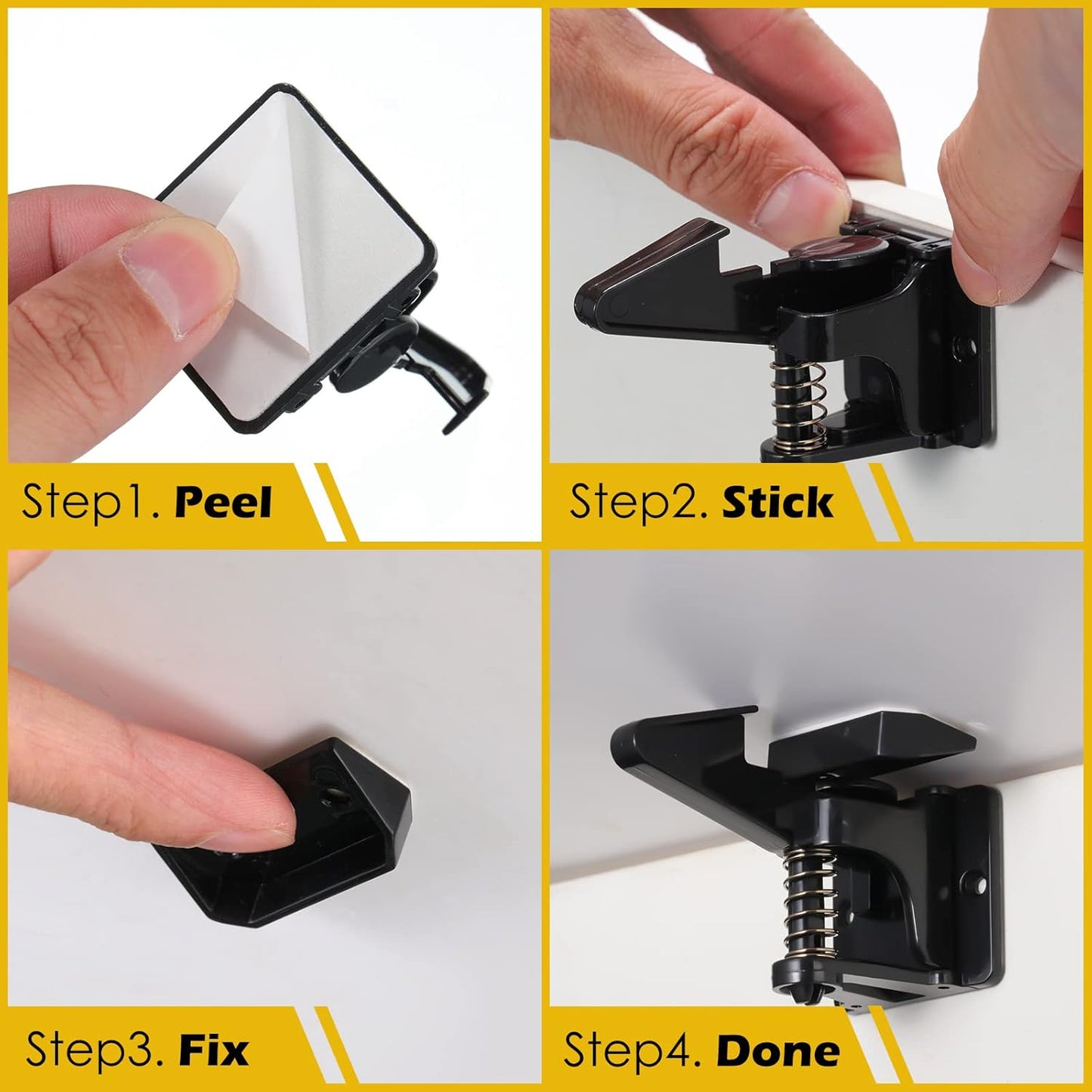 Tuanse 30 Pcs Cabinet Locks Invisible Safety Drawer Latches with Screws Self Adhesive Cabinet Drawer Locks for Home Kitchen Furniture Door Latches(Black)