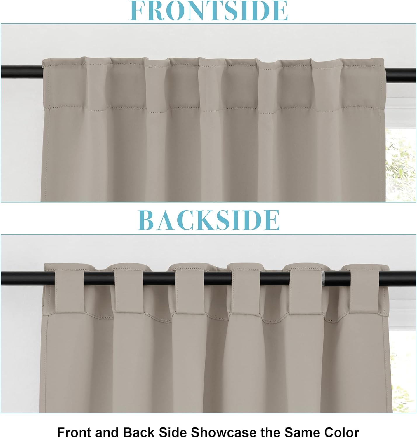 RYB HOME Small Window Curtains - Blackout Insualting Privacy Curtains for Kids Bedroom Kitchen Bathroom Basement Cafe Cabinet Tiers Drapes, 34 Width x 24 Length, 2 Panels, Sand