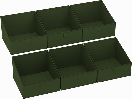 DIMJ Closet Storage Bins 6 Pack - Fabric Trapezoid Closet Organizer Bin, Foldable Storage Baskets for Shelves, Closet Shelf Organizer, Clothing Storage Box for Toys, Books, Towel, Clothes, Green