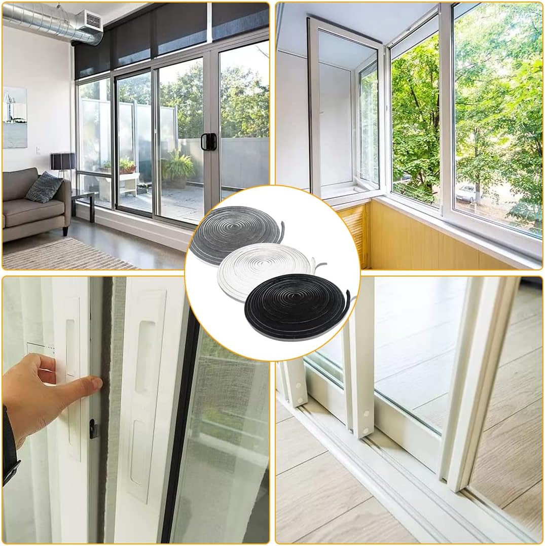 65FT Brush Weather Stripping, Neat Pile Self Adhesive Seal Strip for Windows and Door, Weatherstrip for Soundproofing, Windproof, Dustproof, Stronger Stickiness, 0.35'' Wide x 0.35'' Thick, Grey