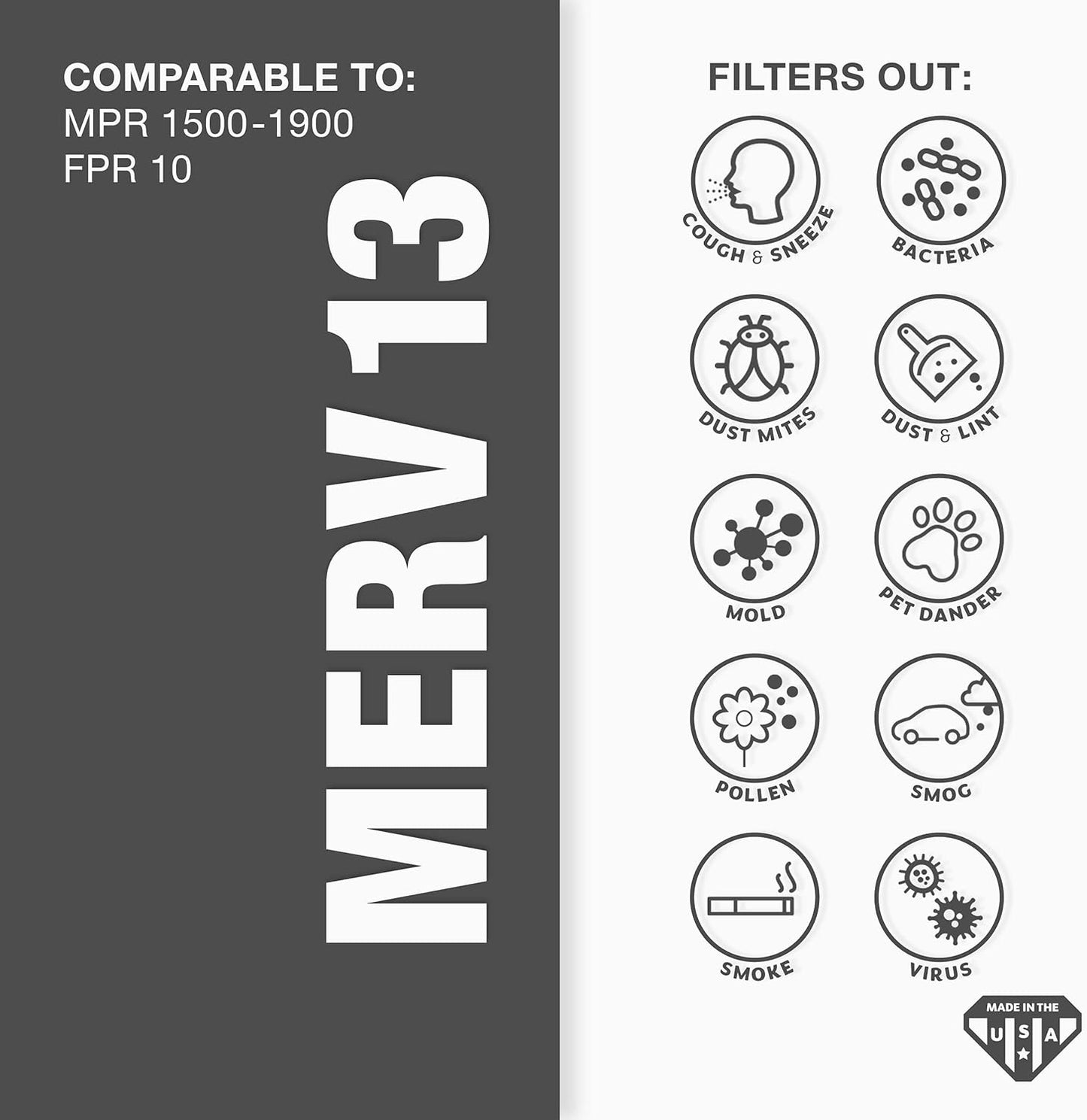 Aerostar 16 1/4x21 1/2x1 MERV 13 Pleated Air Filter, AC Furnace Air Filter, 6 Pack (Actual Size: 16 3/8" x 21 1/2" x 3/4")