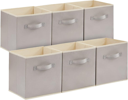 Lifewit Collapsible Fabric Storage Cubes Bins Set 11 Inch, Foldable Cubby Organizers Boxes, 6 Pack Organizing Baskets for Shelf, Closet, Utility Room, Storage Room, 18L Light Gray