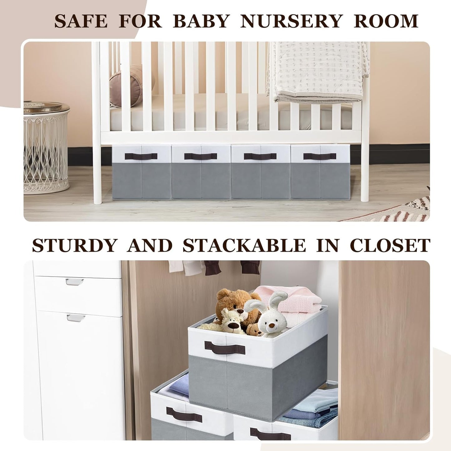 Criusia Large Storage Baskets 8 Pack Versatile Fabric Storage Bins for Closet Cabinet Wardrobe Nursery Pantry | Nursery Organizer Bins for Baby Diaper Toys Clothes | Housewarming Mothers Day Gift