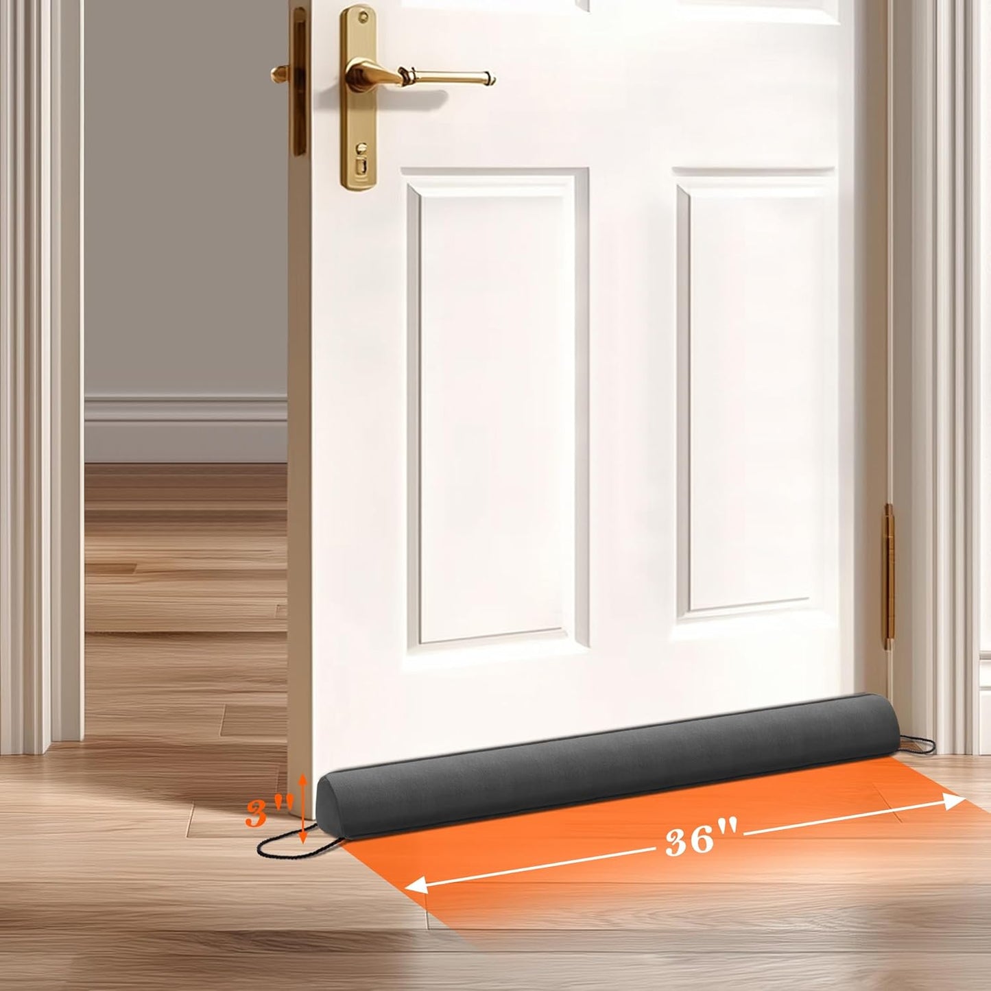 Sunolga 2-Pack 36" Door Draft Stopper Blocks Hot and Cold Air with Removable Washable Cover for Gaps Up to 3", All-Season Seal for Noise, Wind, Door Sweep for Bottom of Door, Home Essentials, Gray