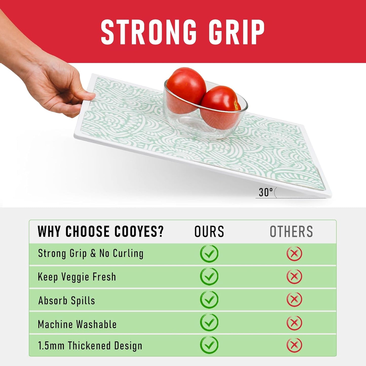 Cooyes 17.7" × 24" Fridge Liners for Refrigerator, Drawer & Shelf Liners for Kitchen Cabinets Non-Adhesive, Breathable Cloth Material, Non-Slip, BPAfree, Machine Washable, Keep Produce Fresh Longer