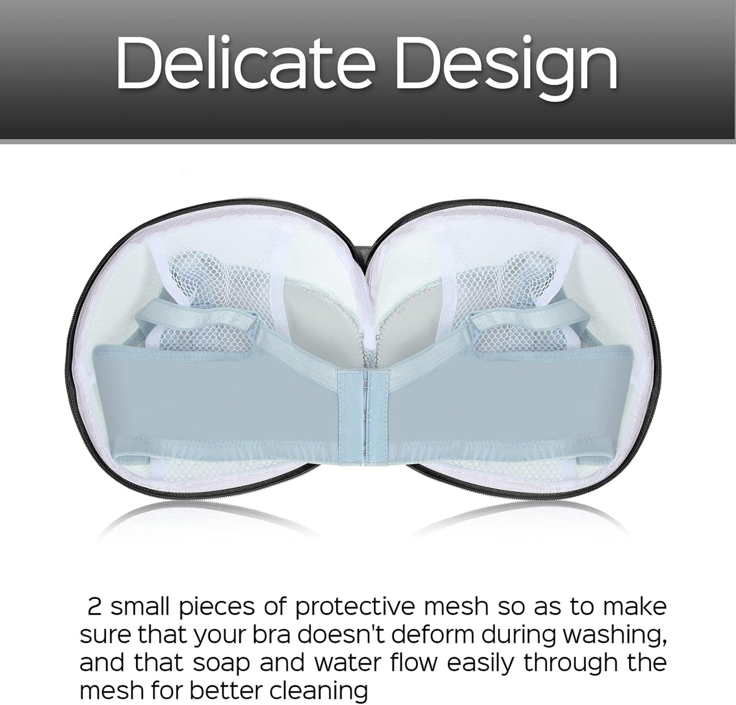 Shappy 6 Pieces Bra Washing Bag for Laundry Mesh Wash Lingerie Underwear Brassiere Washing Bags with Zipper for Women Laundry Storage(7.87 Inch,Black)