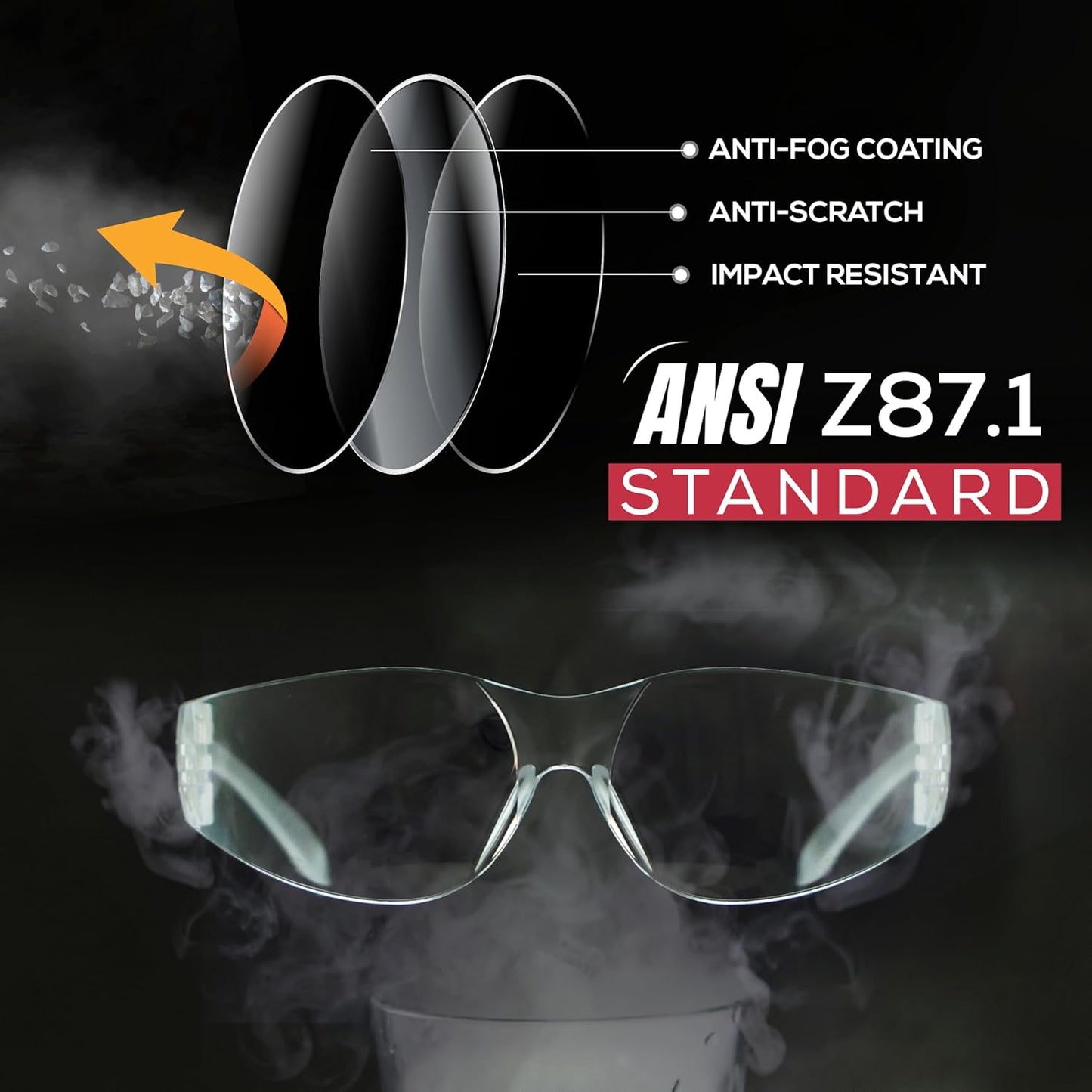 SAFE HANDLER Hyline Anti-Fog Color Safety Glasses Variety, Impact Resistant, Polycarbonate, Anti-Scratch