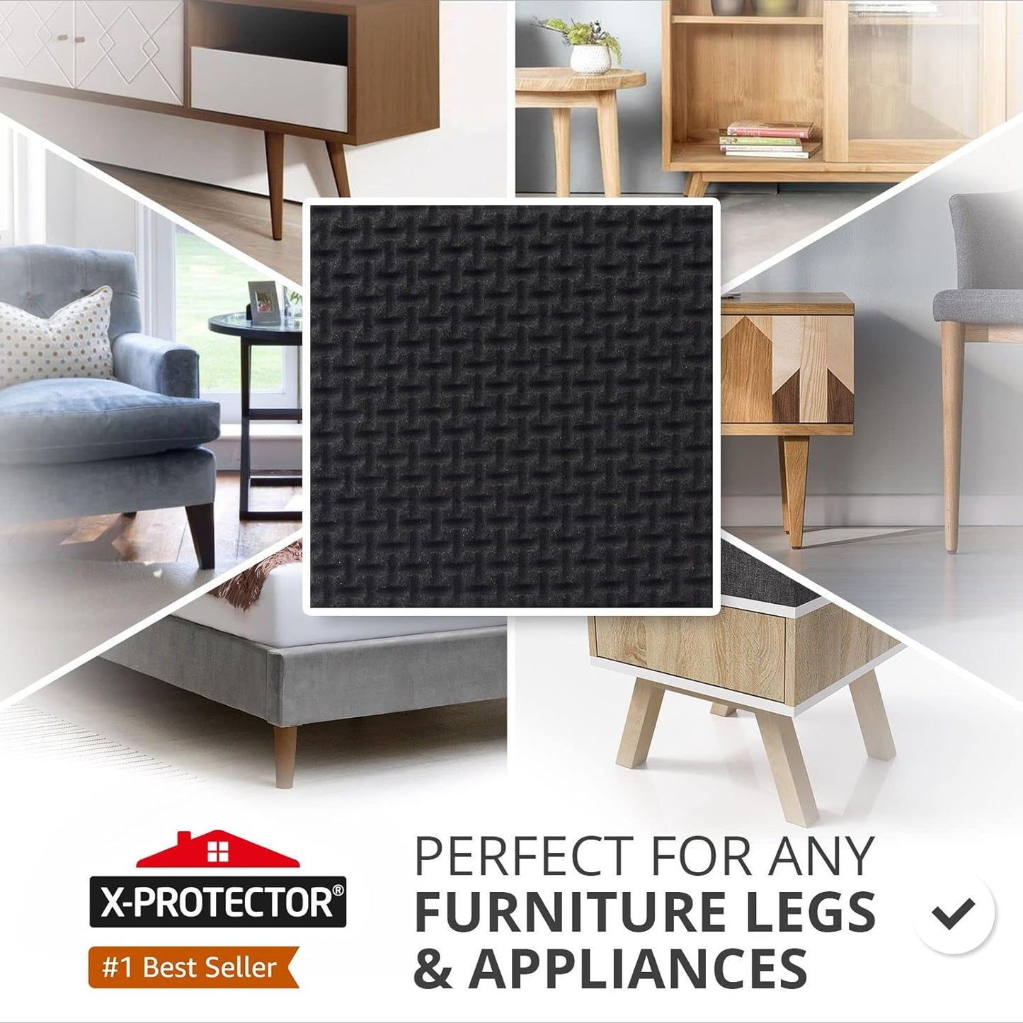 Non Slip Furniture Pads 8 pcs 1 1/2" X-Protector - Premium Furniture Grippers! Self-Adhesive Rubber Feet Furniture Feet - Ideal Non Skid Furniture Pad Floor Protectors - Keep Furniture in Place!