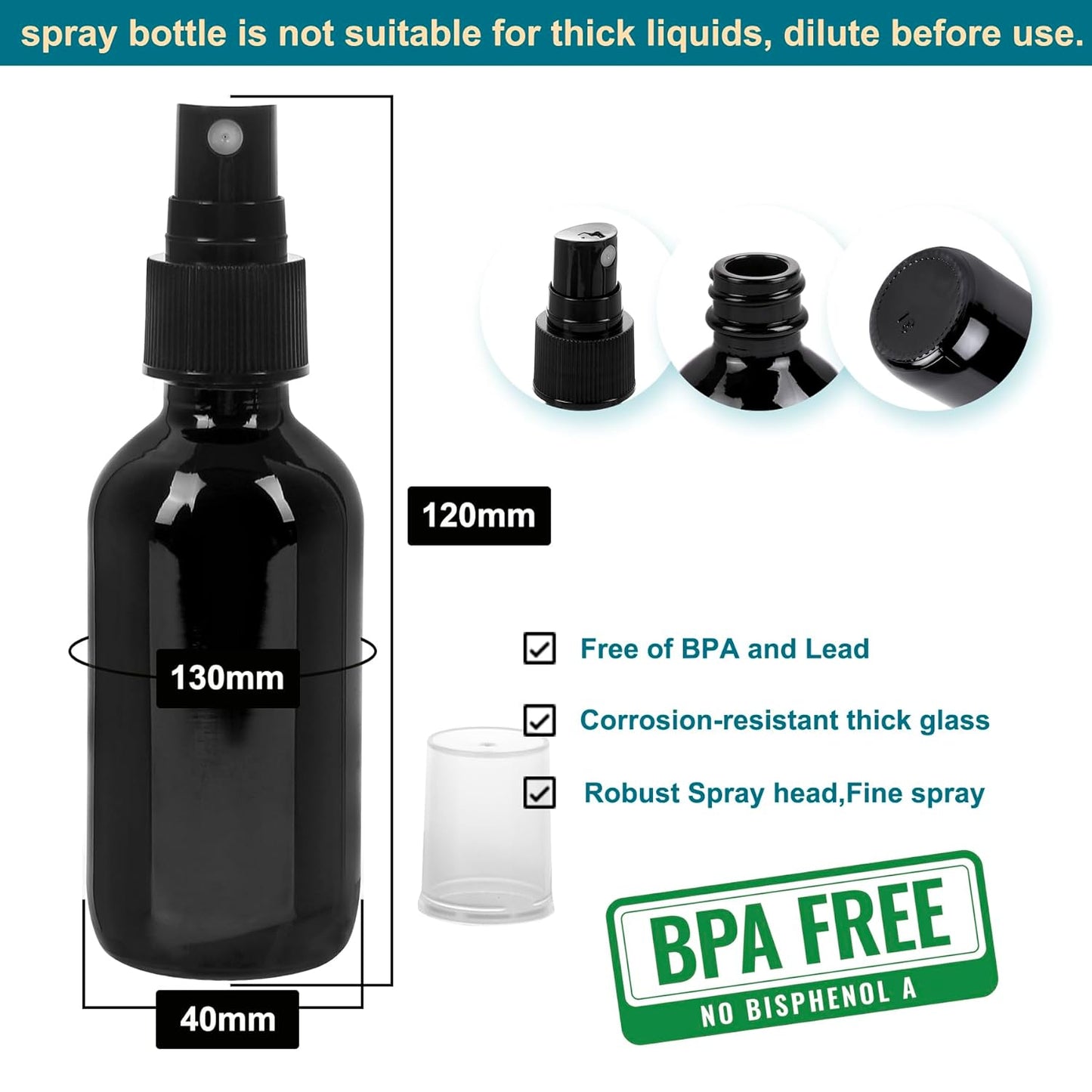 Black Glass Small Spray Bottle 2 oz 24 Packs,Fine Mist Sprayer Small Clear Bottles,Refillable Containers mini spray bottles for Cleaning Solutions and Skin Care (Black 24pcs)