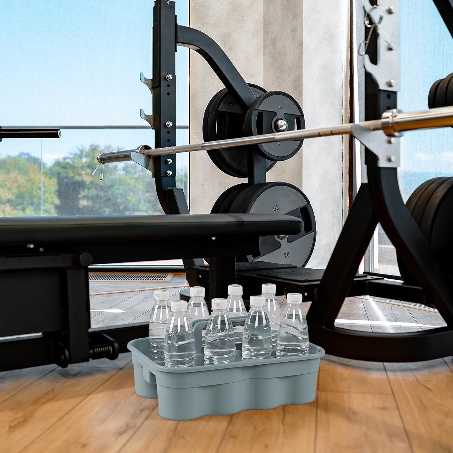 6 Pack Plastic 2 Compartments Cleaning Supplies Caddy, Commercial Carry Caddy Organizer with Handle, Gray