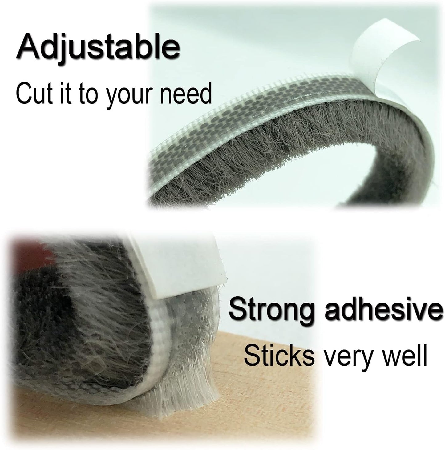 Brush Weather Stripping Window Insulation Sealer for Winter, Self Adhesive Weatherstripping for Doors (16ft x11/32 Backing x 9/16 Brush inch, Black)