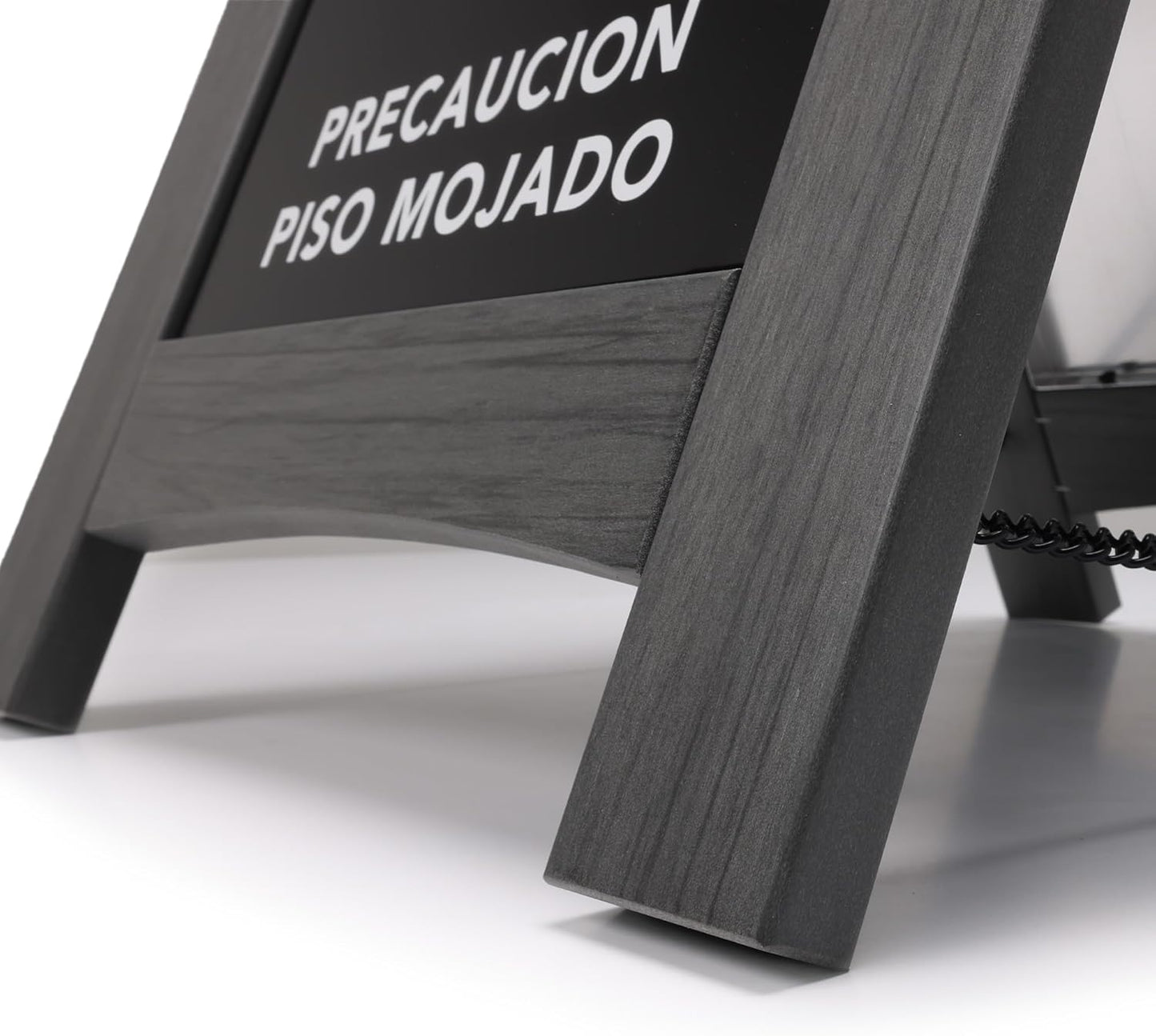 Premium Outdoor Composite Caution Wet Floor Sign – Bilingual w/Non-Skid Plastic Feet, Black Plate – For Hotels, Schools, Offices, Areas, Restrooms, Pool Decks & Shops, Grey