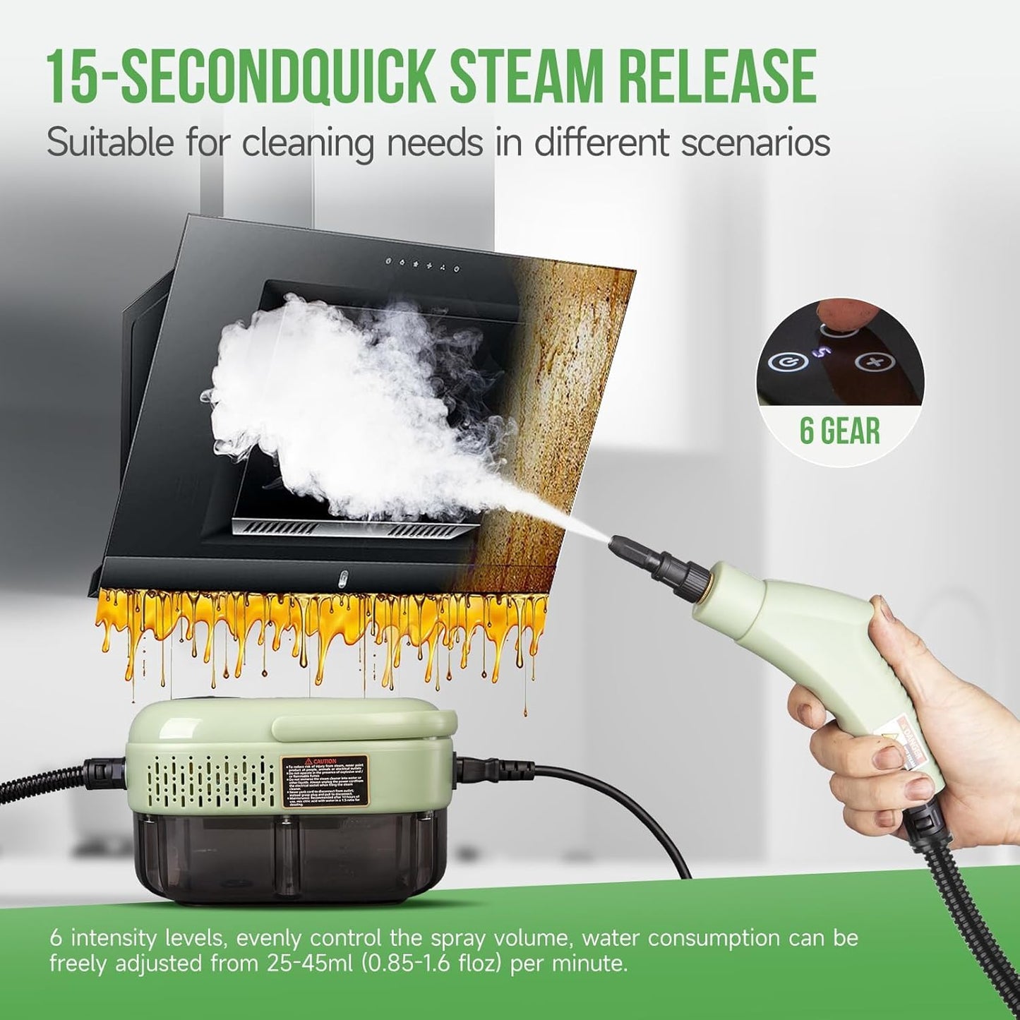 Handheld Steam Cleaner Multipurpose Portable Steamer Upholstery Cleaner Machine, Carpet Couch Clothes Mattress Car detailing Kitchen Floor Steamer Cleaning HD-1701 Plus Edition