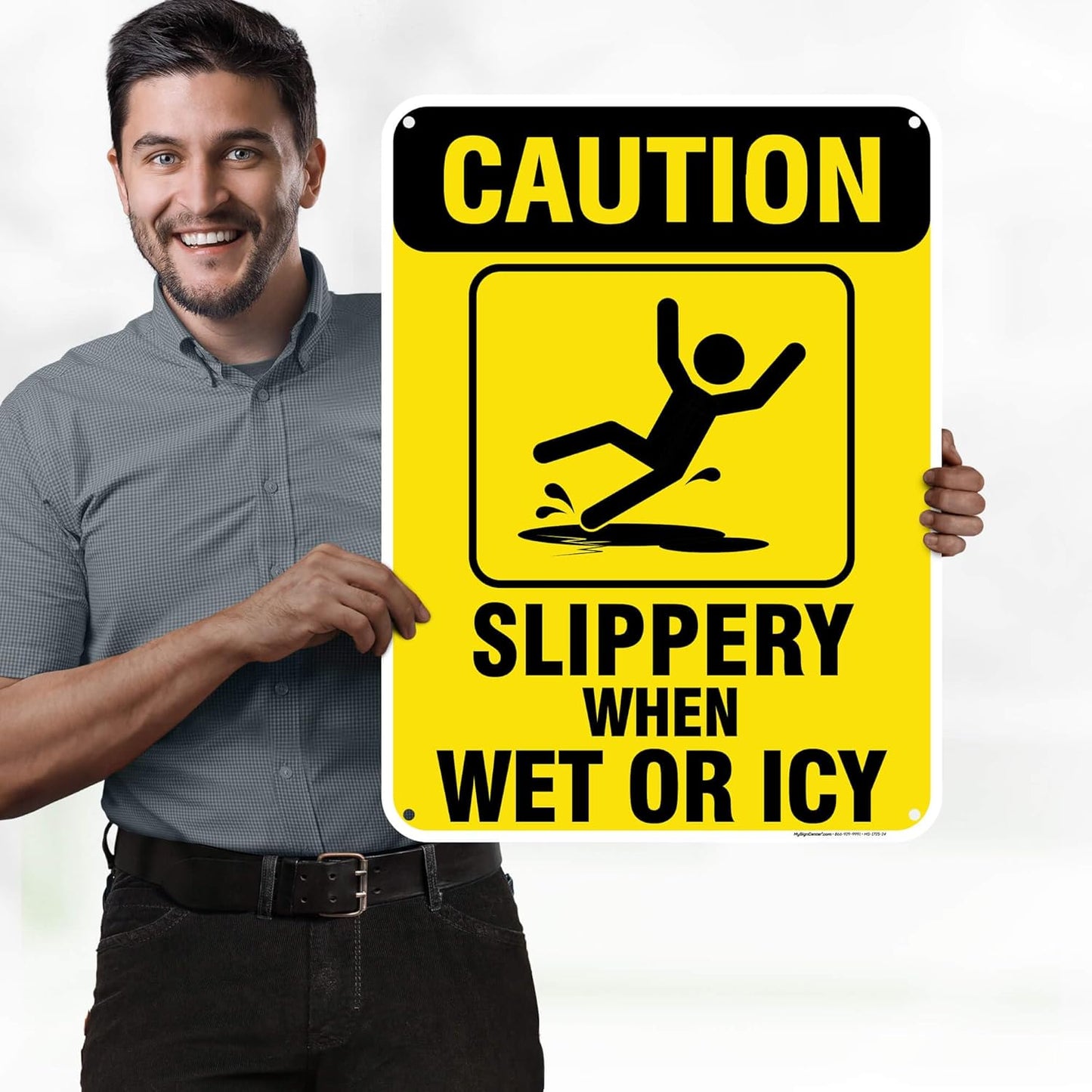 Caution Slippery When Wet Sign or ICY Sign, 18"x24" Polyethylene, Indoor/Outdoor Use, USA MADE By My Sign Center