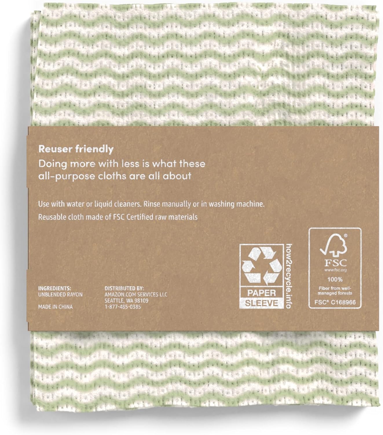 Amazon Aware All Purpose Cleaning Cloth, 8 Count, Pack of 1 Green, 13 x 15 Inch