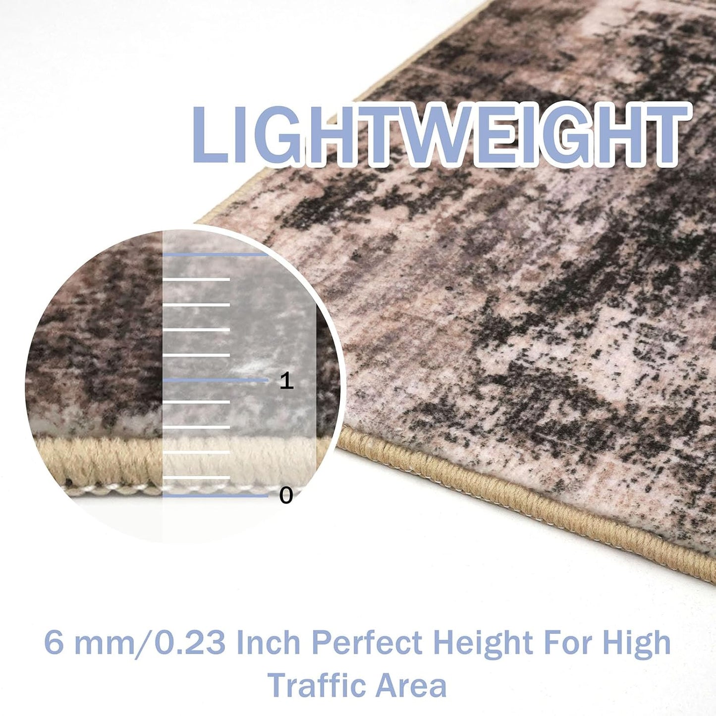 IOHOUZE Small Abstract Area Rug 2x3 Ft Entryway Rugs Washable Door Mat Indoor Entrance, Rubber Backed Throw Rugs, Printed Faux Wool Non Slip Floor Carpet for Foyer Front Door Sink, Brown/Rust