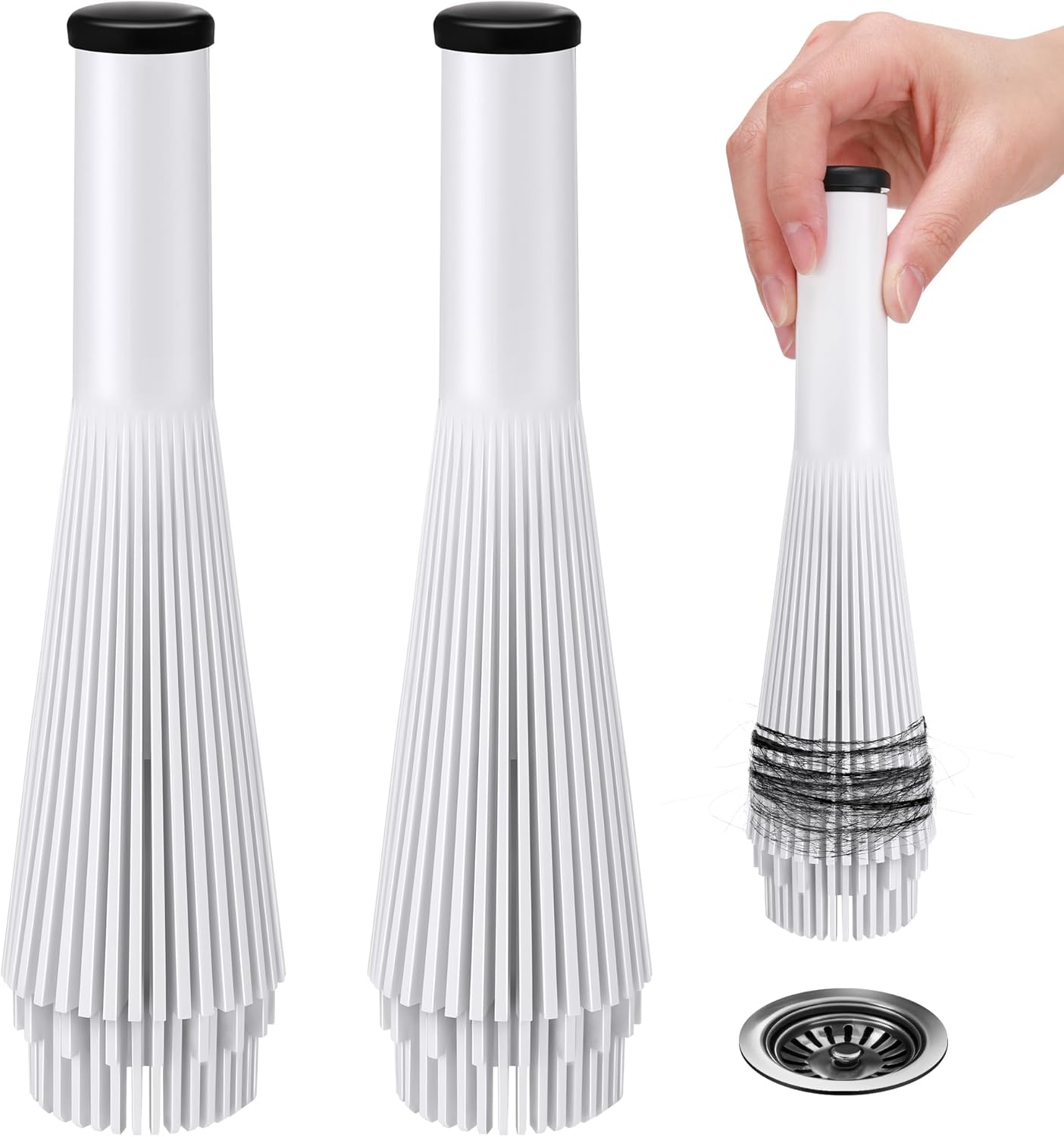 Feekoon 2 Pack Lint Trap for Washing Machine Utility Tub and Sink Drains, Laundry Lint Catcher with Rubber Plugs, Hair Catcher, Compatible with 1. 5''and 1. 75'' Drain to Prevent Clogs in Plumbing