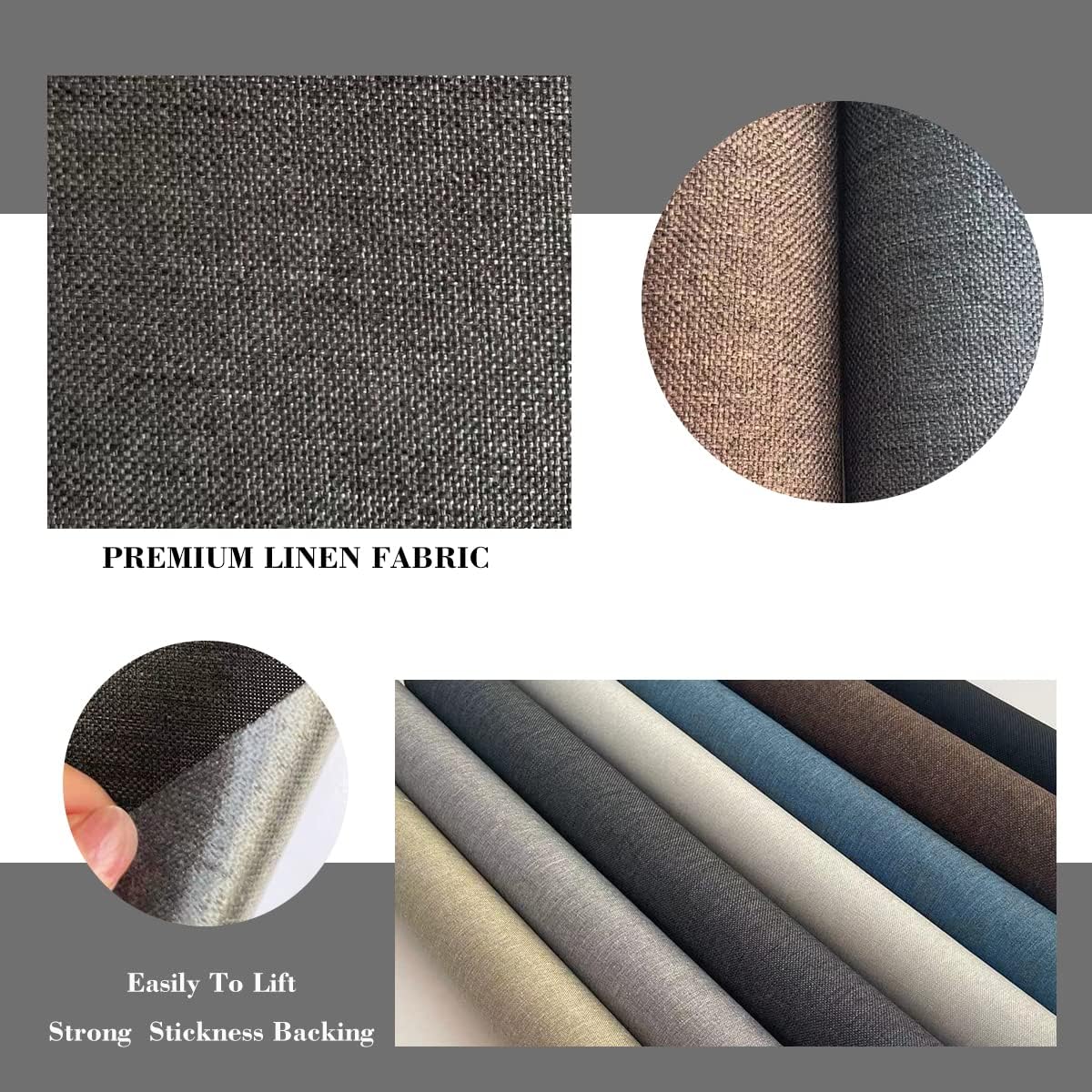 Fabric Repair Patches, 17X79 Inch Linen Repair Tape Self-Adhesive Fabric Patches Durable, DIY Large Linen Tape for Sofa, Couches, Furniture, Chair, Clothing （17X79 Inch, Grey）