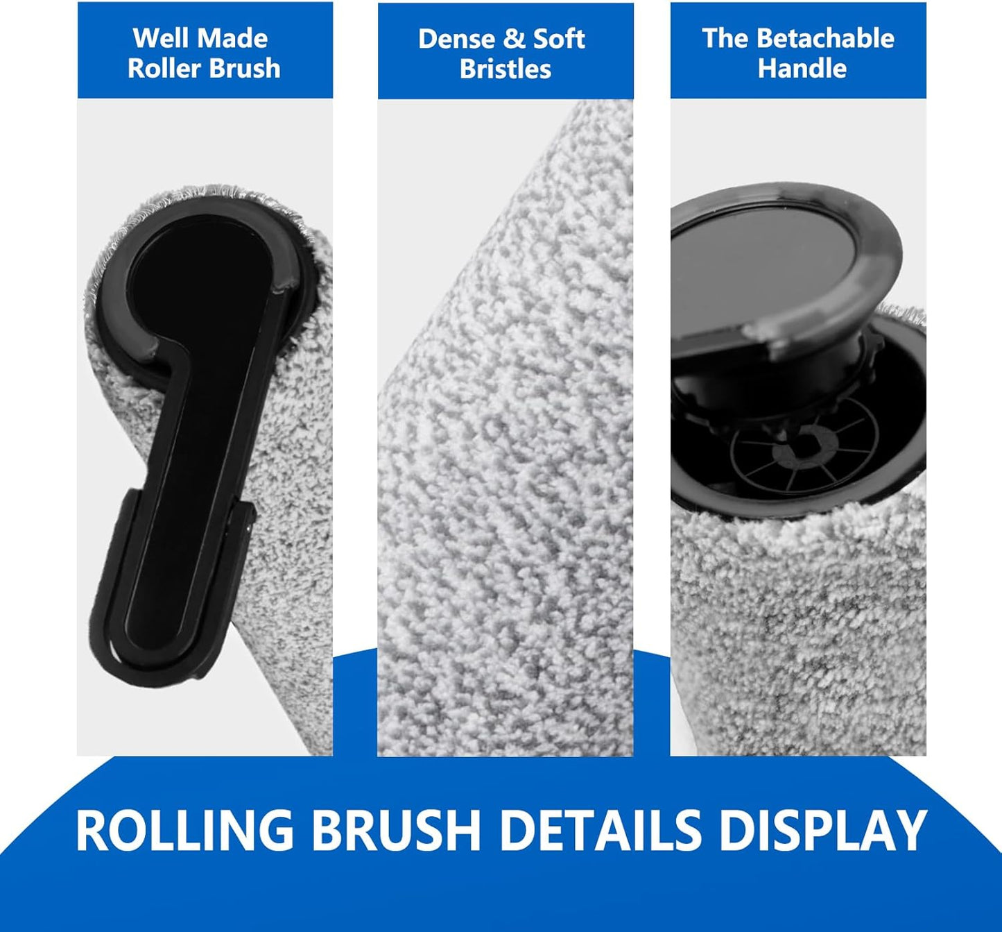 Roller Brush and Filter Replacement Compatible with Tineco Floor One Stretch S6,Floor One Switch S6 Cordless Vacuum Cleaner, Replacement Parts Include 3 Brush Rollers, 3 Filters