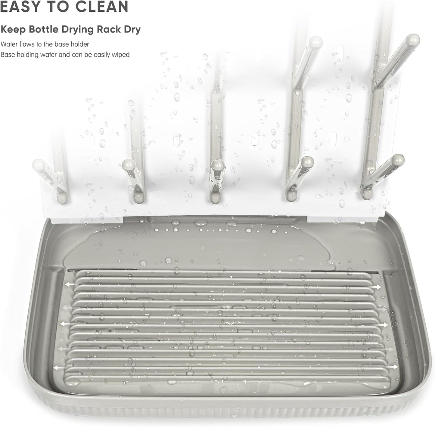 Termichy Baby Bottle Drying Rack: Large Vertical Bottle Dryer Rack Holder - Space Saving Standing Drying Rack for Baby Bottles and Pump Part Cleaning (Khaki)