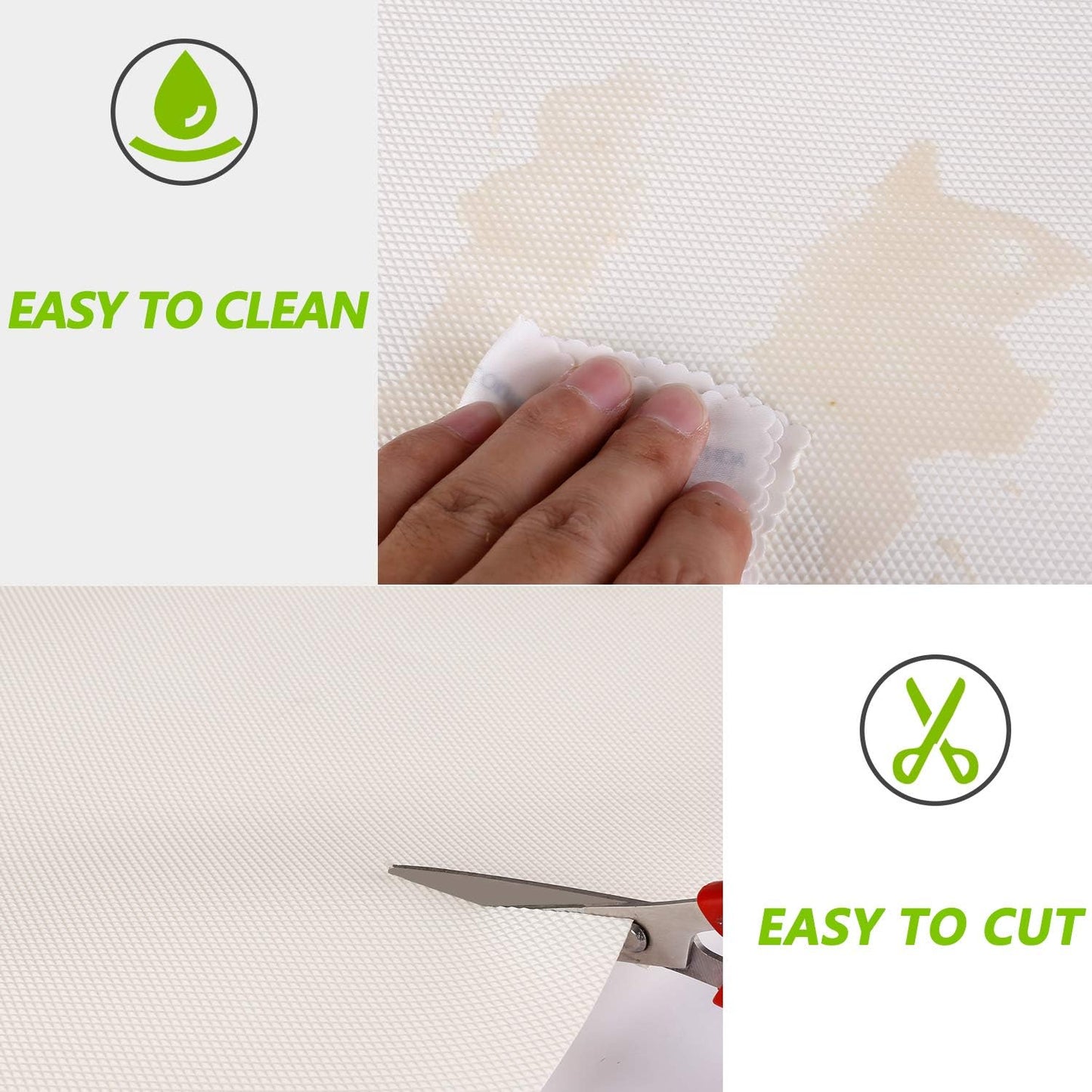 Kitchen Shelf Liner Drawer Liners, Non-Adhesive Refrigerator Liners Waterproof Fridge Mats with Strong Durable Kitchen Cabinets Mat for Drawers, Shelves, Pantry