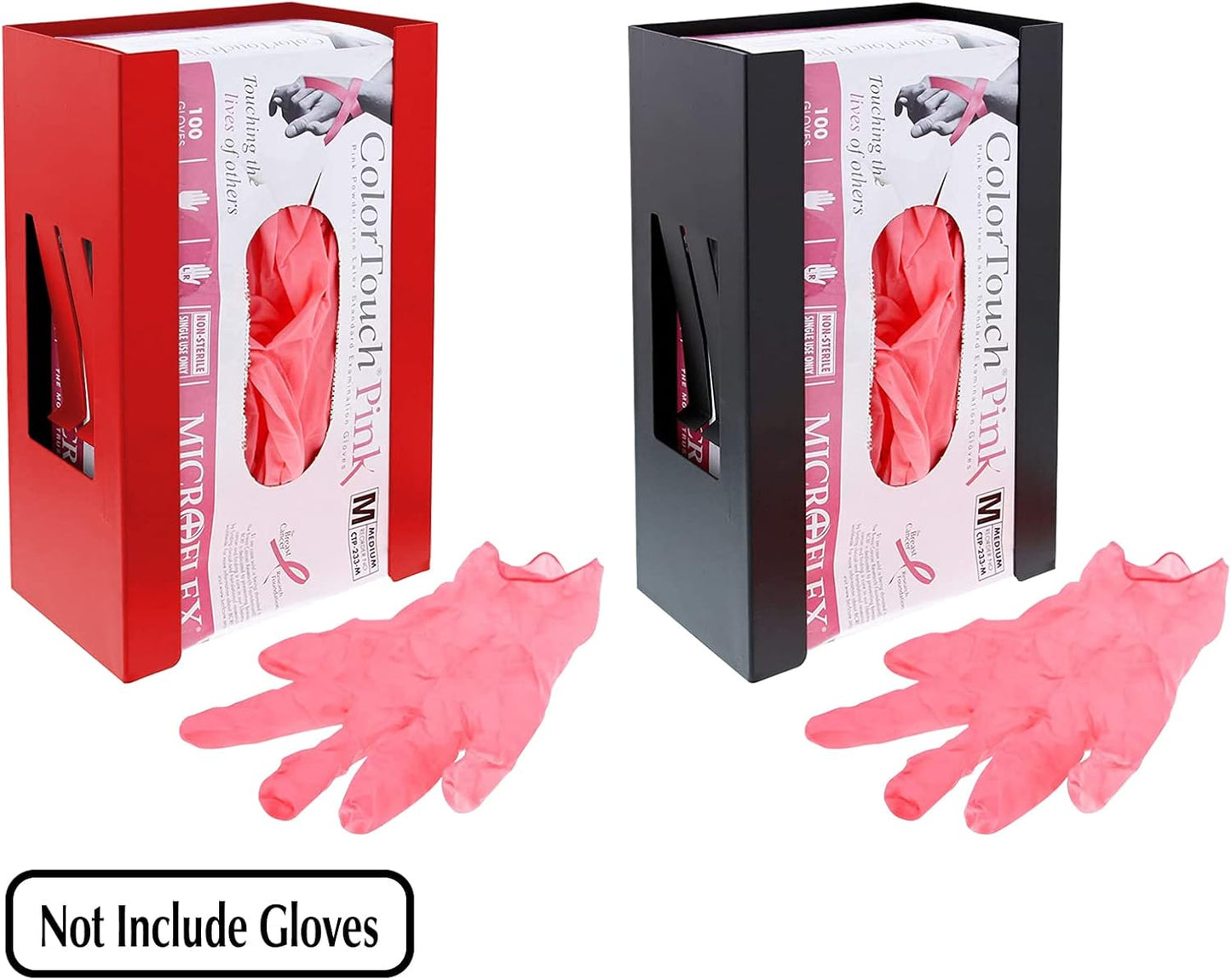 EMENTOL 2PCS Magnetic Glove/Tissue Dispenser Holder Set, Red and Black Glove Dispenser Wall Mount, Mount Onto Tool Box or in Workshops