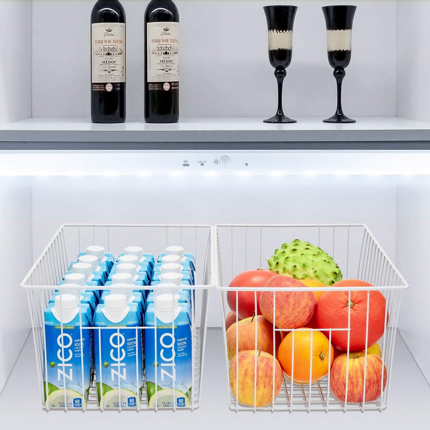 Freezer Organizer Bins, Upright Freezer Storage Blacks for 16, 17, 21 cu.ft Standup Freezer, Deep Freezer Organizer Bin with Hndle Add Space Easy Reach, White, 3Pack.