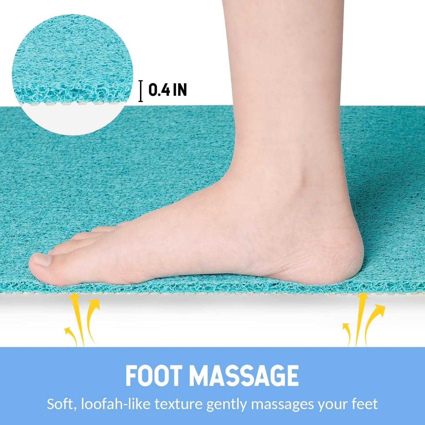 Non-Slip Bathtub Mat, Anti Slip Shower Mat, Fast Drying Bathtub Mats, Foot Scrubber Mat, Anti Slip Mat for Tub, Floor, Bathroom, Kitchen, Home, Hotel (Turquoise Blue 40"×28")