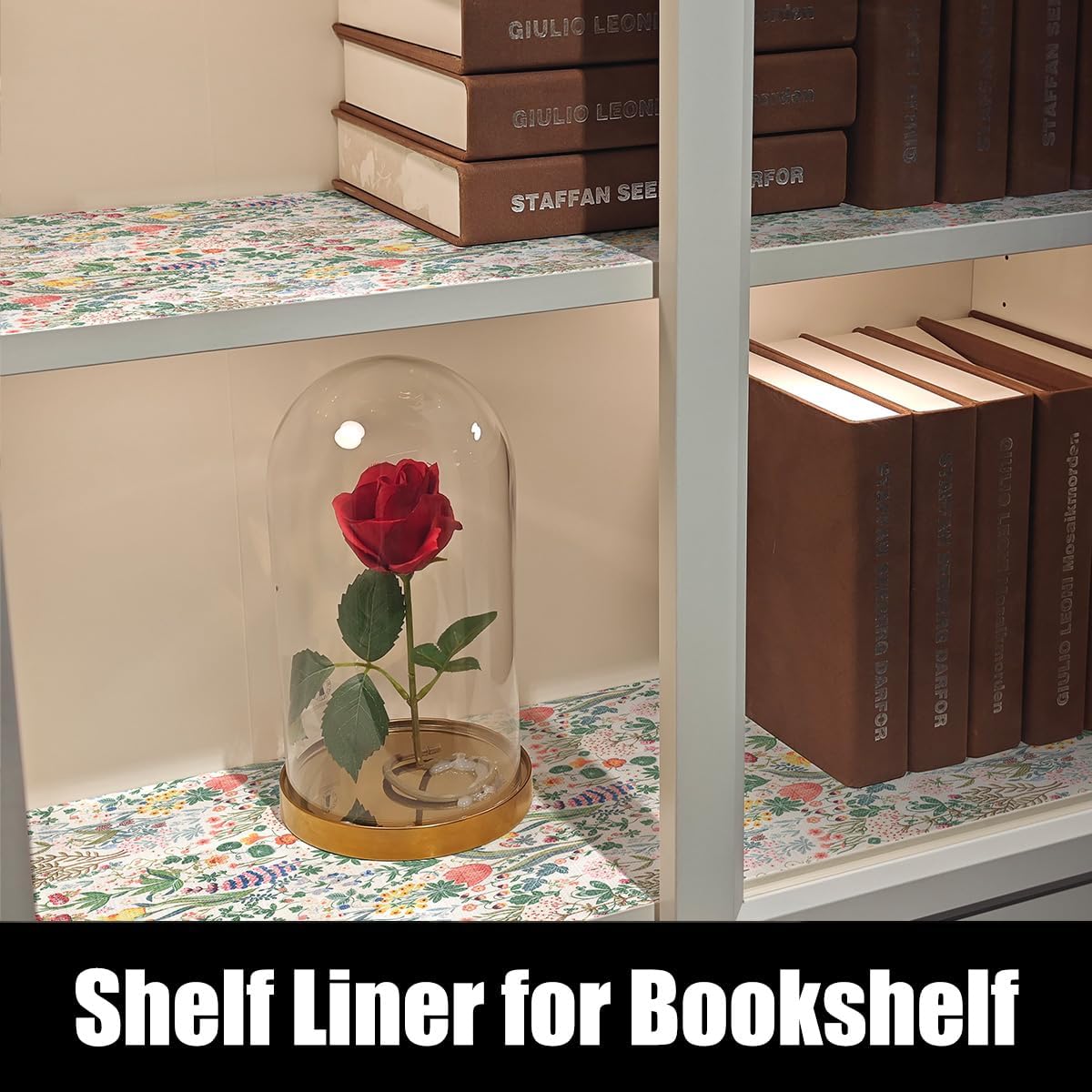 Floral Shelf Drawer Liners, 16IN x 10FT Non Adhesive and Strong Non-Slip Colorful Cabinet Drawer Shelf Liners for Kitchen Wire Fridge, Waterproof Cabinet Liner,Easy to Clean