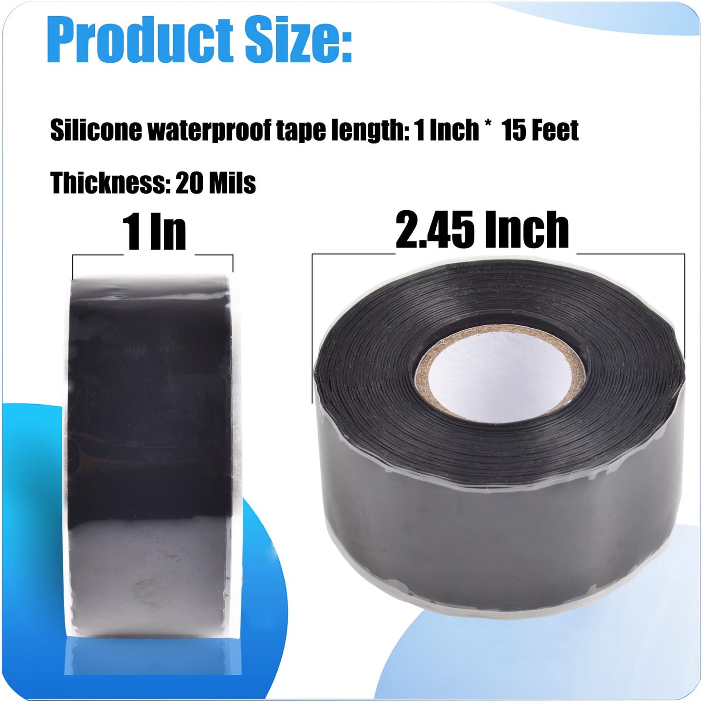 Self Fusing Silicone Tape 1 in x 15 Ft Waterproof Flexible Self Amalgamating Tape for Hose Repair Sealing Pipes Plumbing Water Emergency Pipeline Repair and Electrical Cable Winding