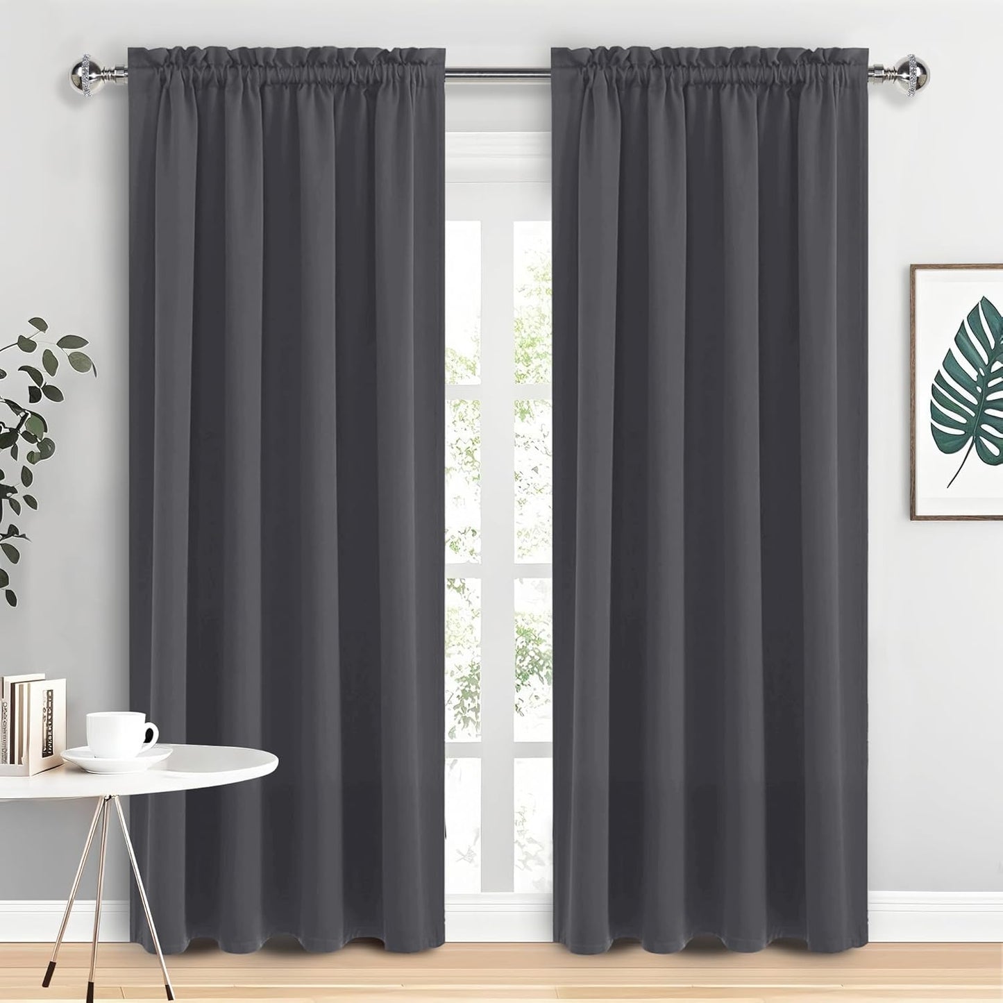 DWCN Blackout Curtains for Bedroom 84 Inch Length 2 Panels Set, Solid Thermal Insulated Energy Saving Rod Pocket Window Treatment Curtains Blackout Drapes (W42 x L84 Inch, Dark Grey)