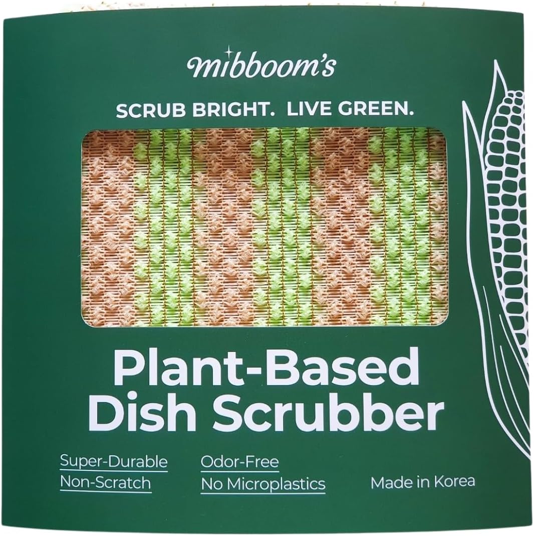 mibboom's Dish Scrubbers – Non-Scratch, Reusable Kitchen Sponges for All-Purpose Cleaning, Made in Korea, 4 Pack (7.6 x 7.4 in)
