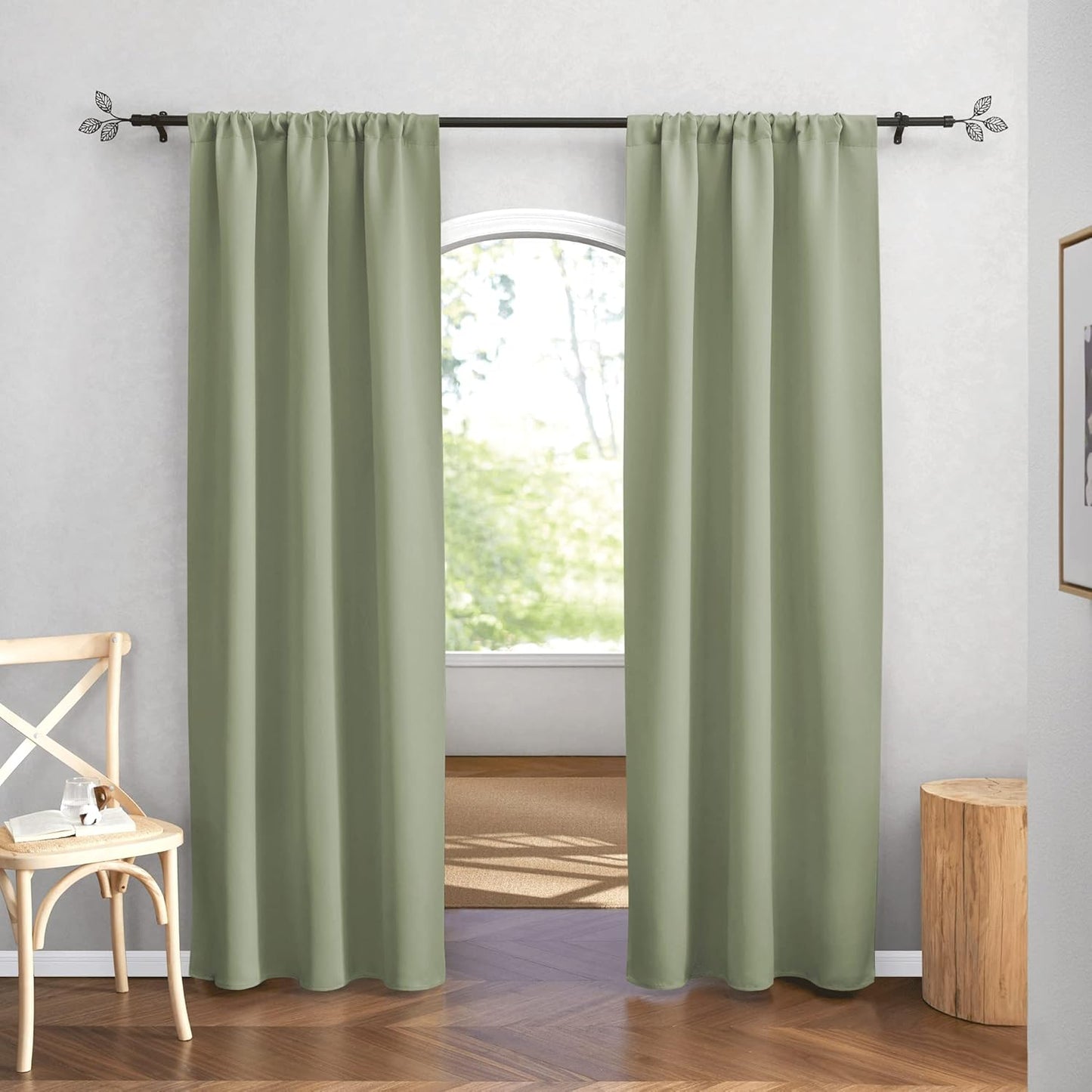 RYB HOME 84 inches Green Curtains for Living Room Lights & Drafts Blocking Window Curtains Room Darkening Drapes for Bedroom, W42 x L84 inch, 2 Panels, Sage Green