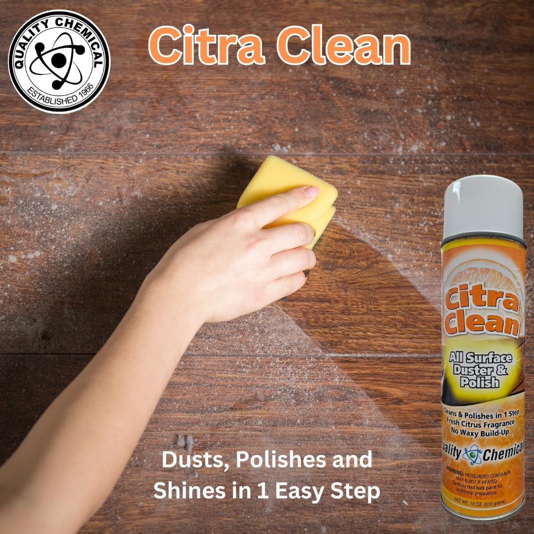 Quality Chemical Citra Clean aerosol - All Surface Cleaner, Duster & Polish and Protectant, Concentrated Citrus-Scented Formula for Deep Cleaning and Degreasing - Citrus Cleaner - 18 oz (Pack of 12)