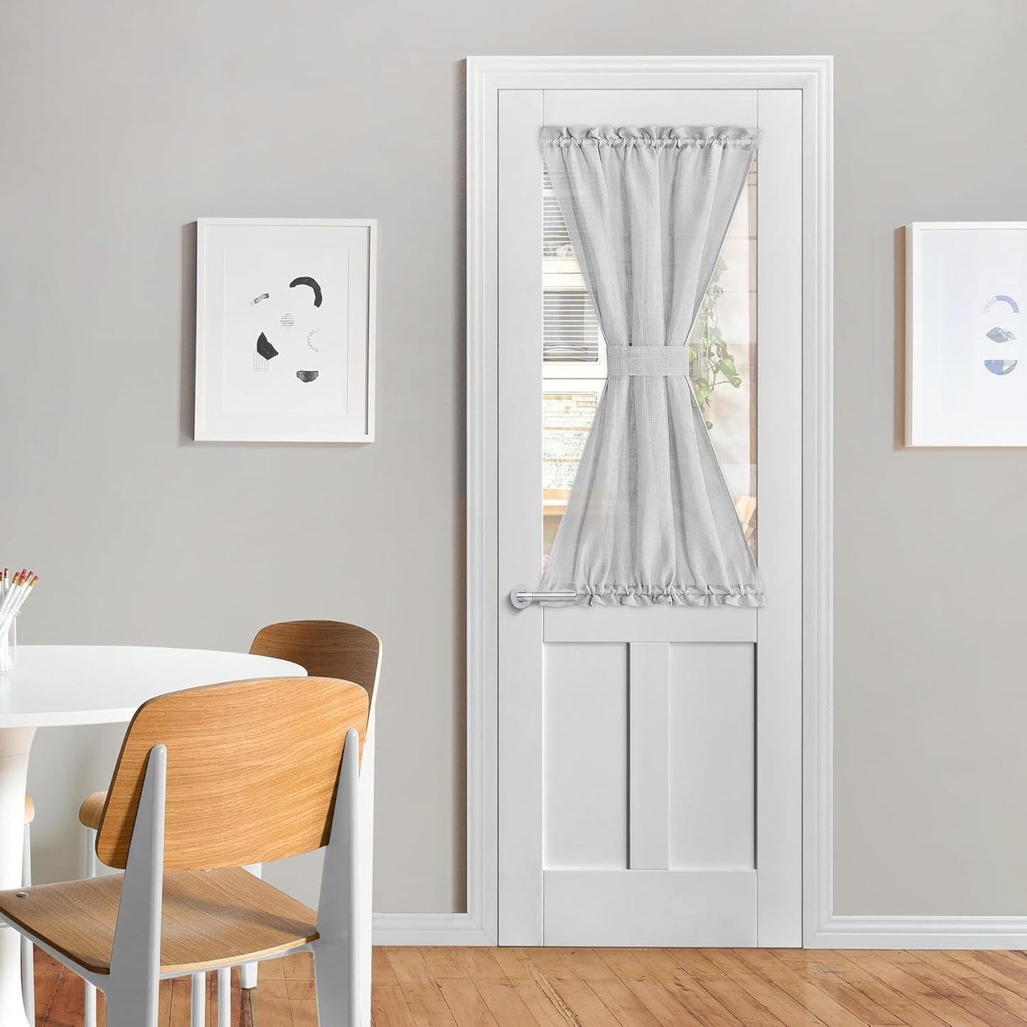 NICETOWN Light Grey Sidelight Curtain, Light Filtering Side Front Door Curtains for Small Window, French Door Curtain for Window Cover, 26W X 50L with Tieback, 1 Panel