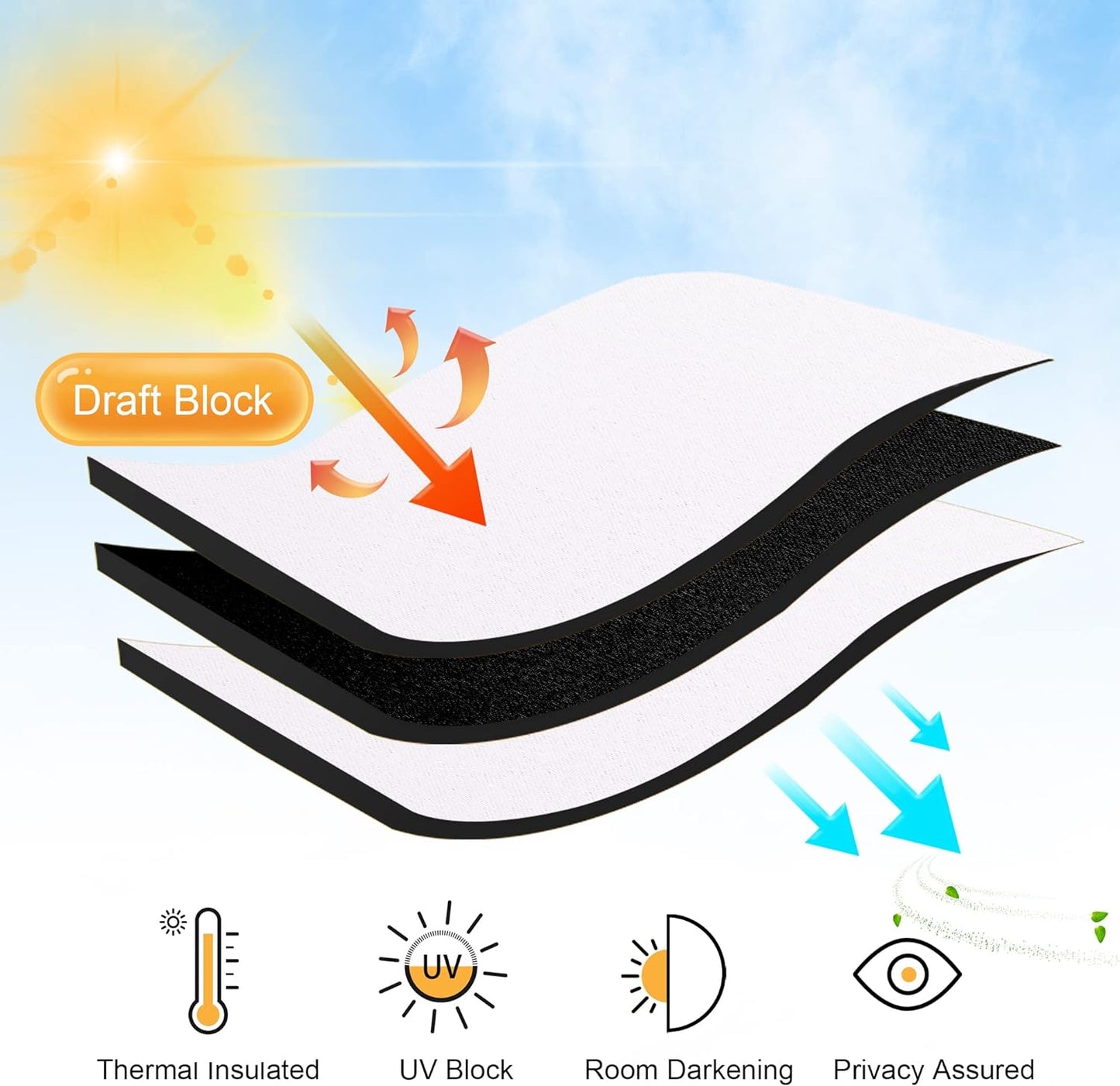 RYB HOME Room Darkening Curtains Window Shades, Privacy Bedroom Curtains Sunlight Block Drapes for Living Room/Studio Backdrop, W 42 x L 72 inch, Pure White, 1 Pair