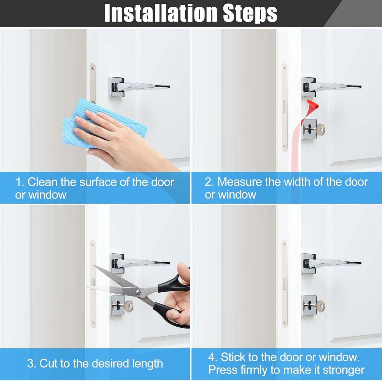 Draft Seal Tape for Doors and Windows 2 in x 10 Ft Silicone Weather Stripping Extra Thick 2mm Door Seal Strip with Strong Adhesive Draft Insulation Stopper Side Seal - Clear