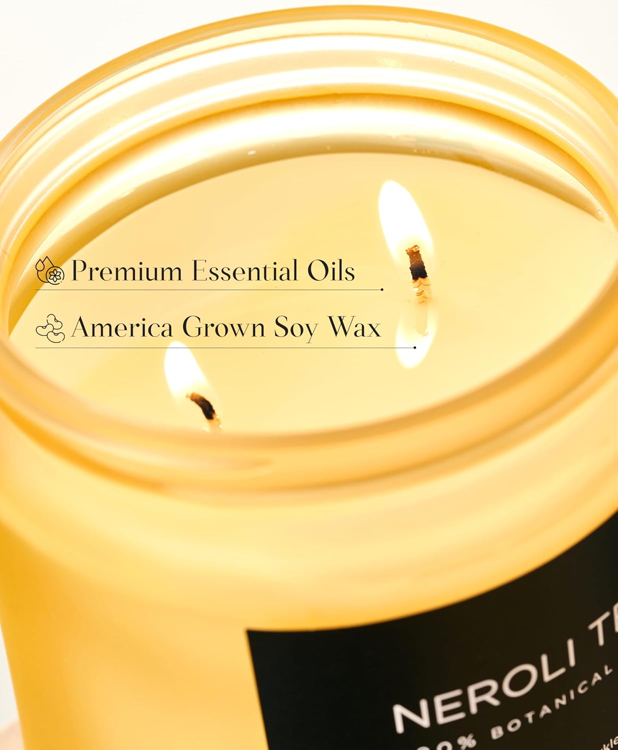 M&SENSE Neroli Tea Scented Candle - 11.6oz Natural Soy Wax Non Toxic 70-Hour Burn, 2-Wick Citrus Scent Candle for Stress Relief & Relaxation - Slow-Burning Home Fragrance Gift for Holiday