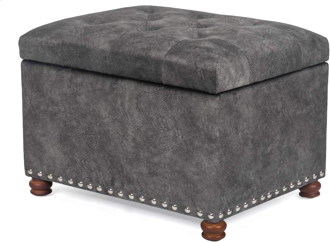 Joveco 24" Rectangular Ottoman with Storage for Living Room, Upholstered Storage Bench Foot Stool and Seat with Lift Off Lid, Coffee Table Footrest for Bedroom