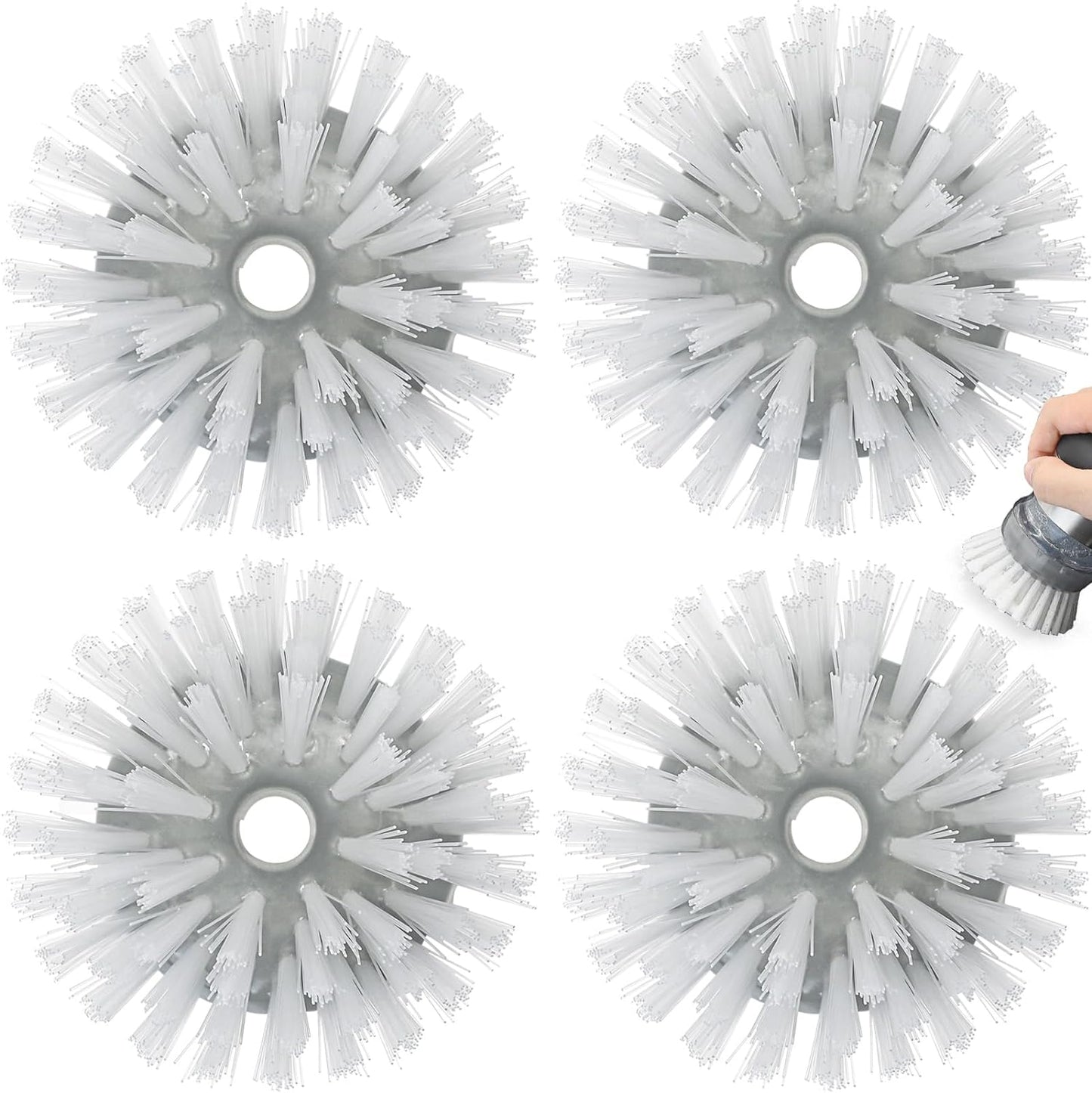 Shadowgallery Palm Brush Refills for OXO Steel Soap Dispensing Dish Brush - 4 Pack Cleaning Replacement Brush Head for OXO Palm Brush(Grey)