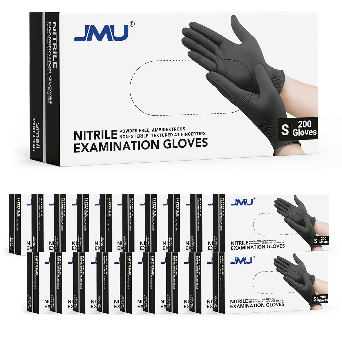 JMU Nitrile Gloves Small Case, 4000 Count, 3.5Mil Disposable Medical Exam Gloves Latex Free Powder Free