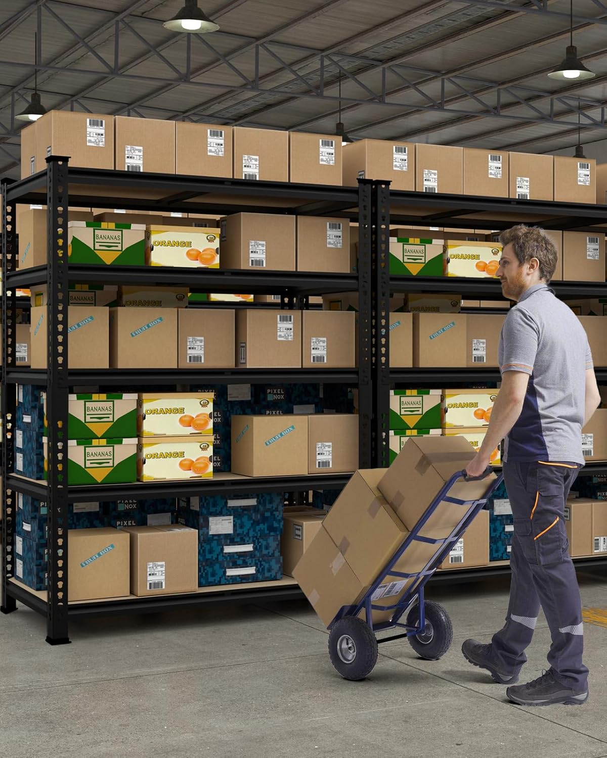 PrimeZone 35.5" x 12" x 72" Heavy Duty Storage Shelves - 5 Tier Adjustable Garage Storage Shelving, Metal Storage Utility Rack Shelf Unit for Warehouse Pantry Closet Kitchen, Black, 4 Pack