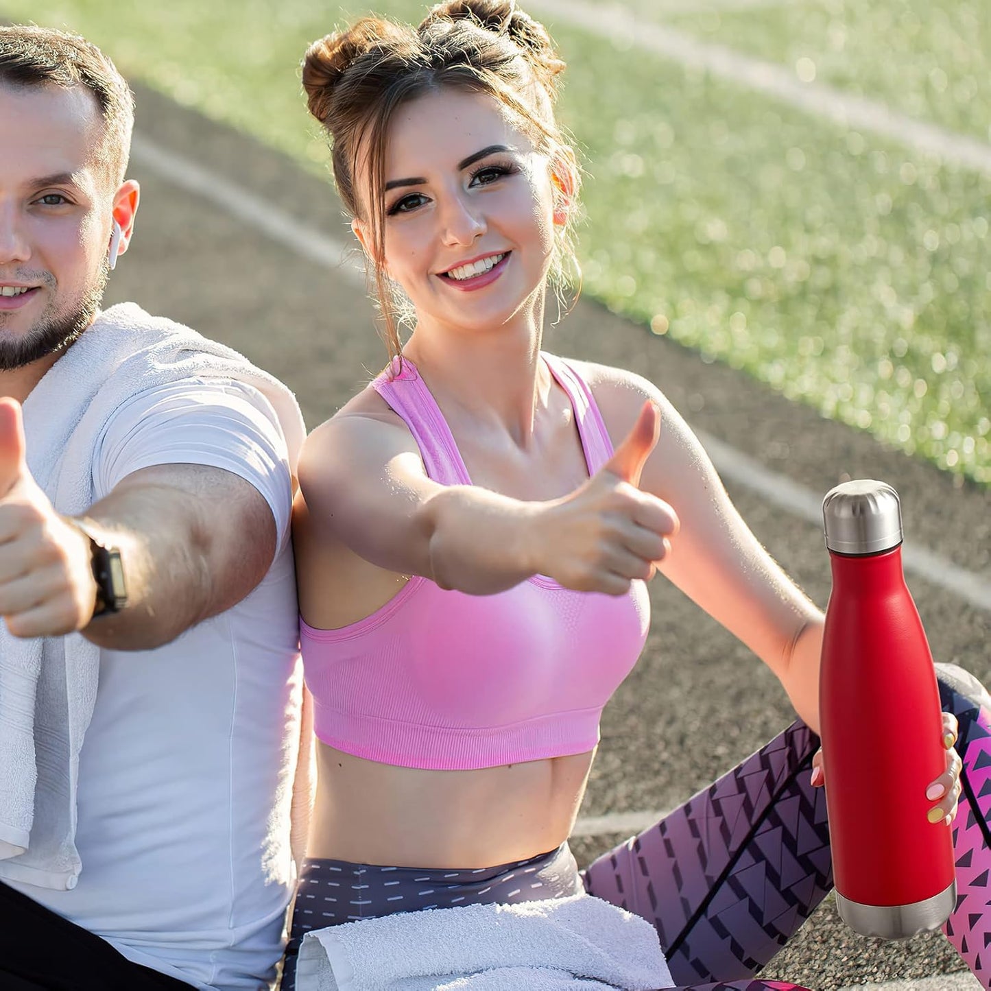 MEWAY 17oz Sport Water Bottle 12 Pack Vacuum Insulated Stainless Steel Leak-Proof Double Wall Cola Shape Water Bottle,Keep Drinks Hot & Cold (Red,12 Pack)