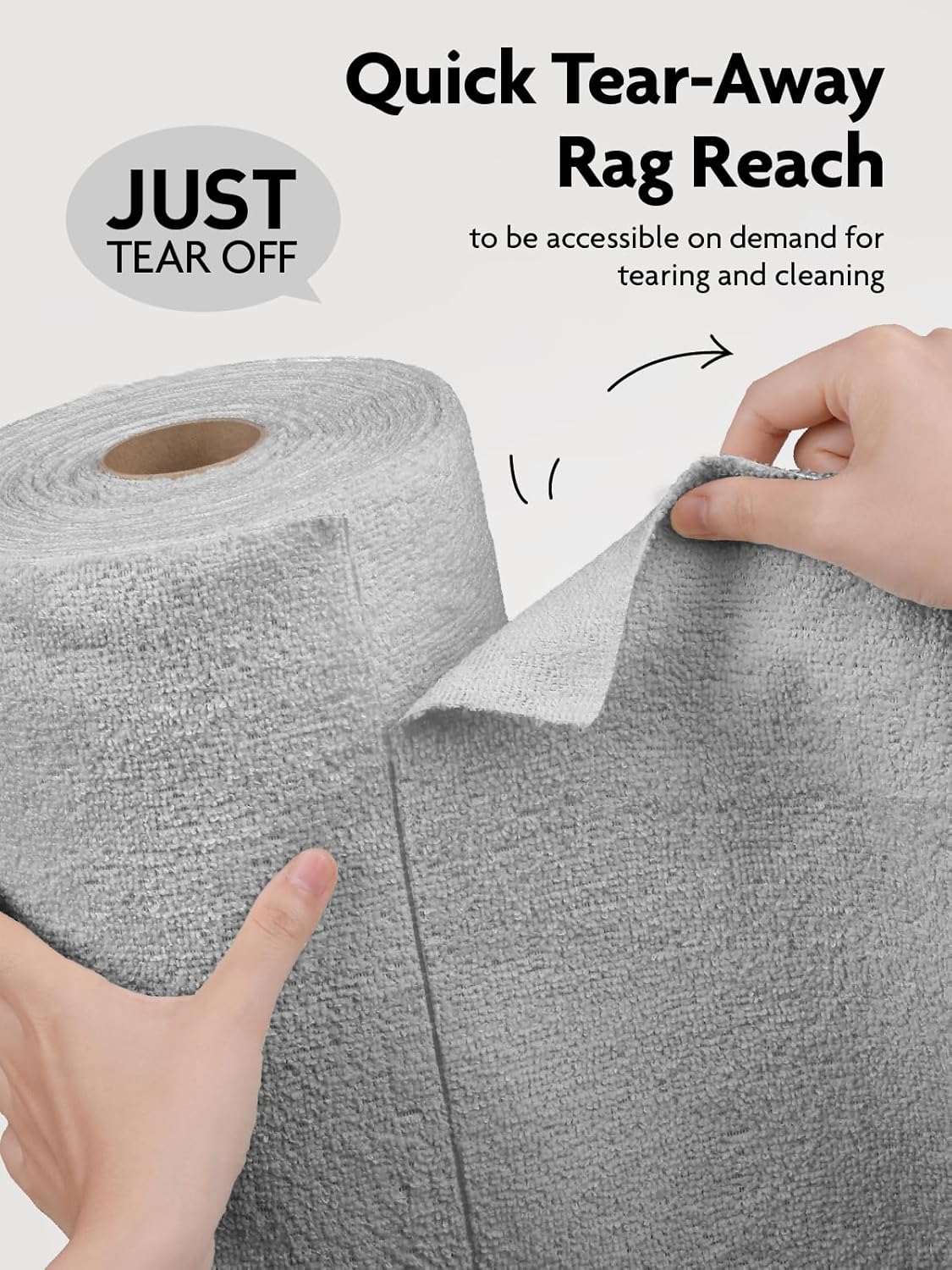 Fantasticlean Microfiber Cleaning Cloth Roll -90 Pack, Tear Away Microfiber Towels, 12" x 12", Reusable, Washable, Scratch Free, Ultra Absorbent Dishcloth for Car, Home Supplies, Pet, Kitchen (Grey)