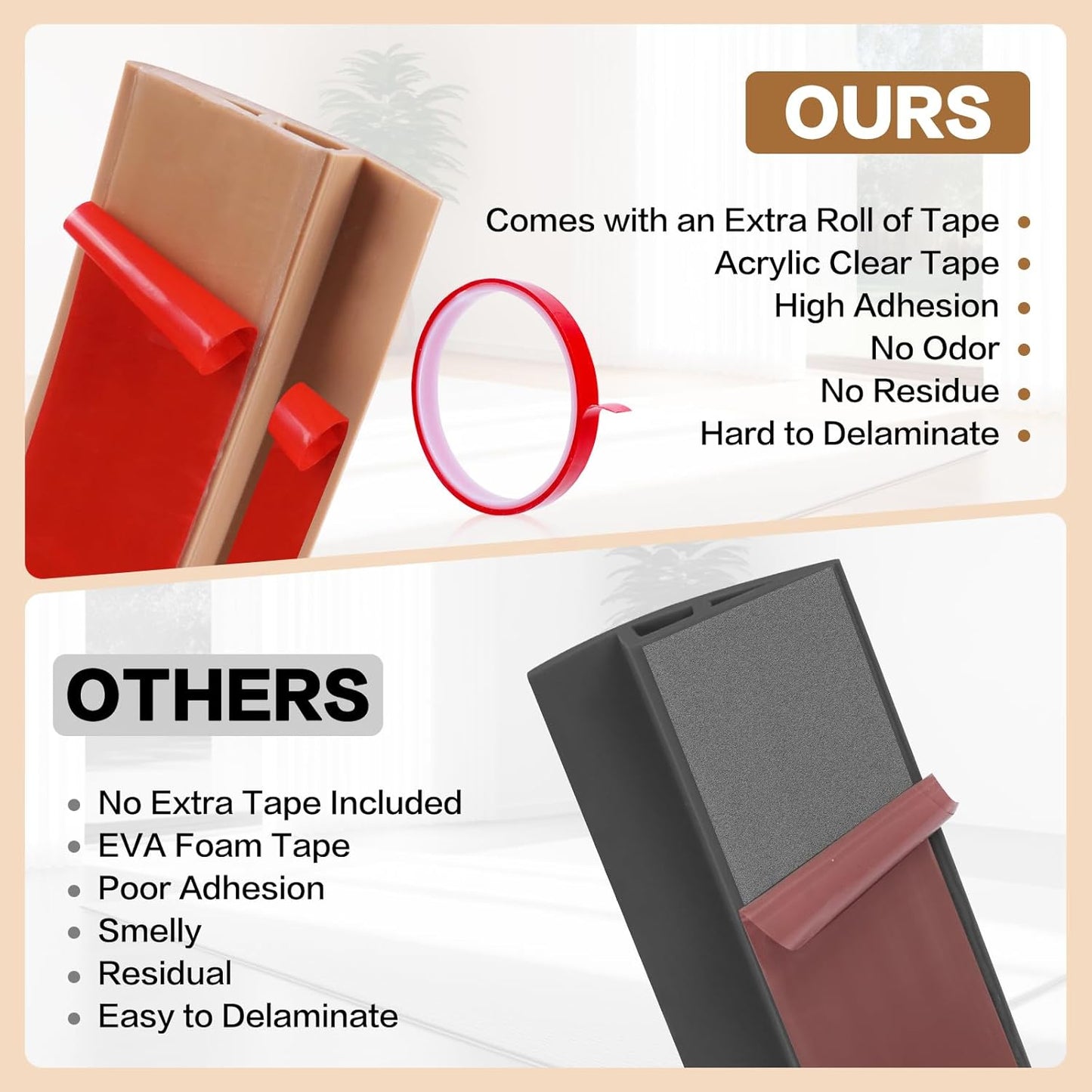 Floor Transition Strip Vinyl Door Threshold Ramp Self Adhesive Carpet Edging Strip Doorway Edge Trim, Overlap Edge Reducer for Laminate Carpet, Floor, Tile (Brown Wood Grain, 3/5" to 4/5", 3.3Ft)