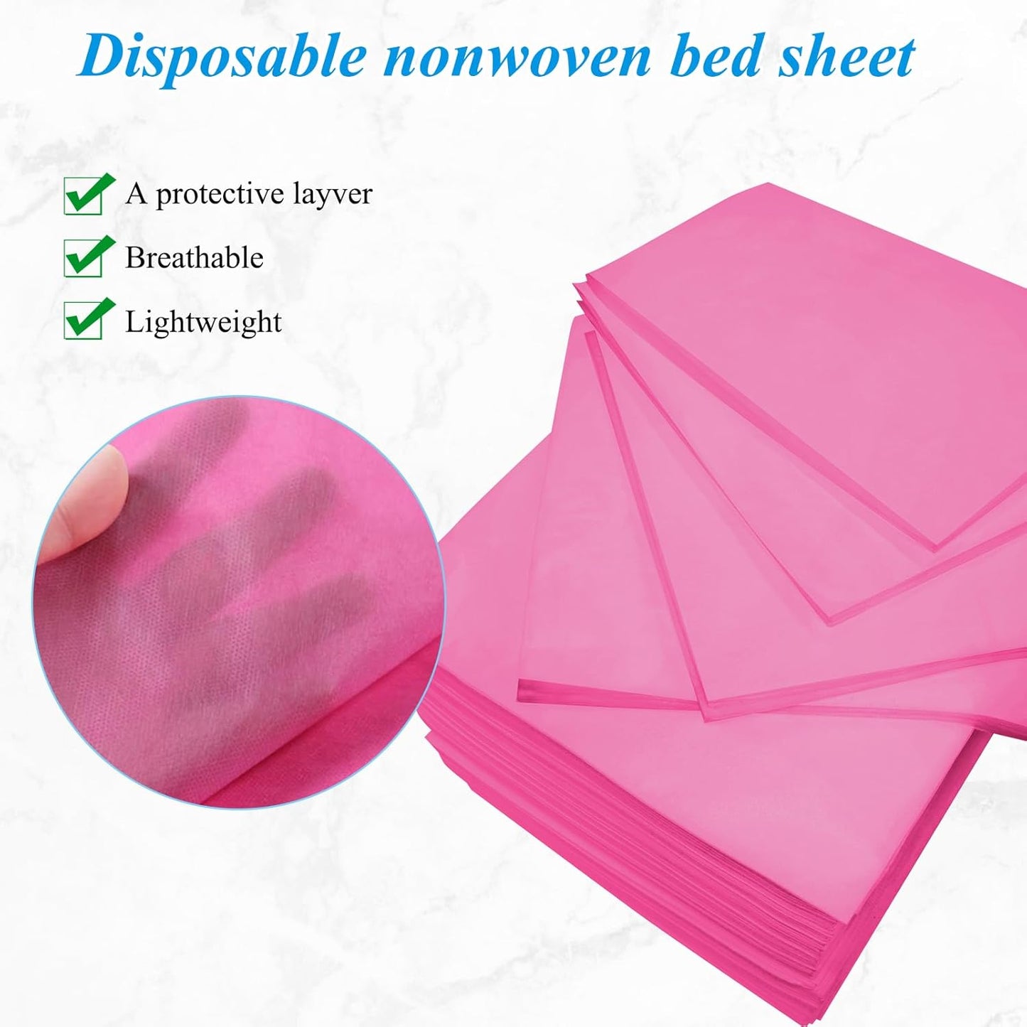 100Pcs Disposable Massage Table Sheets 31.5" x 71" Non-Woven Fabric Bed Covers for Ultimate Hygiene and Comfort in Massage, Tattoo, and Spa Treatments, Breathable and Durable Sheets(Pink)
