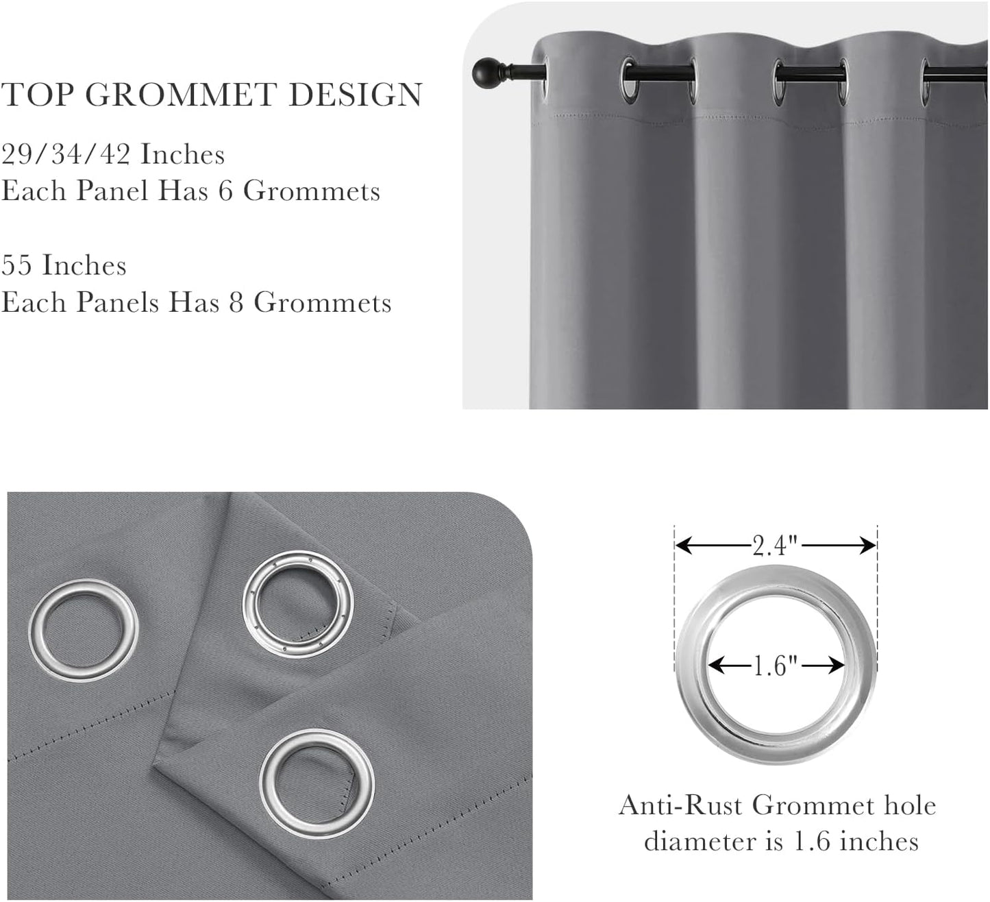 PONY DANCE Extra Long Blackout Curtains 94 inch Length Set of 2, Thermal Insulated Solid Drapes for Bedroom Living Room, Room Darkening Window Curtain Panels (Silver Grey, W55 x L94 Inch)