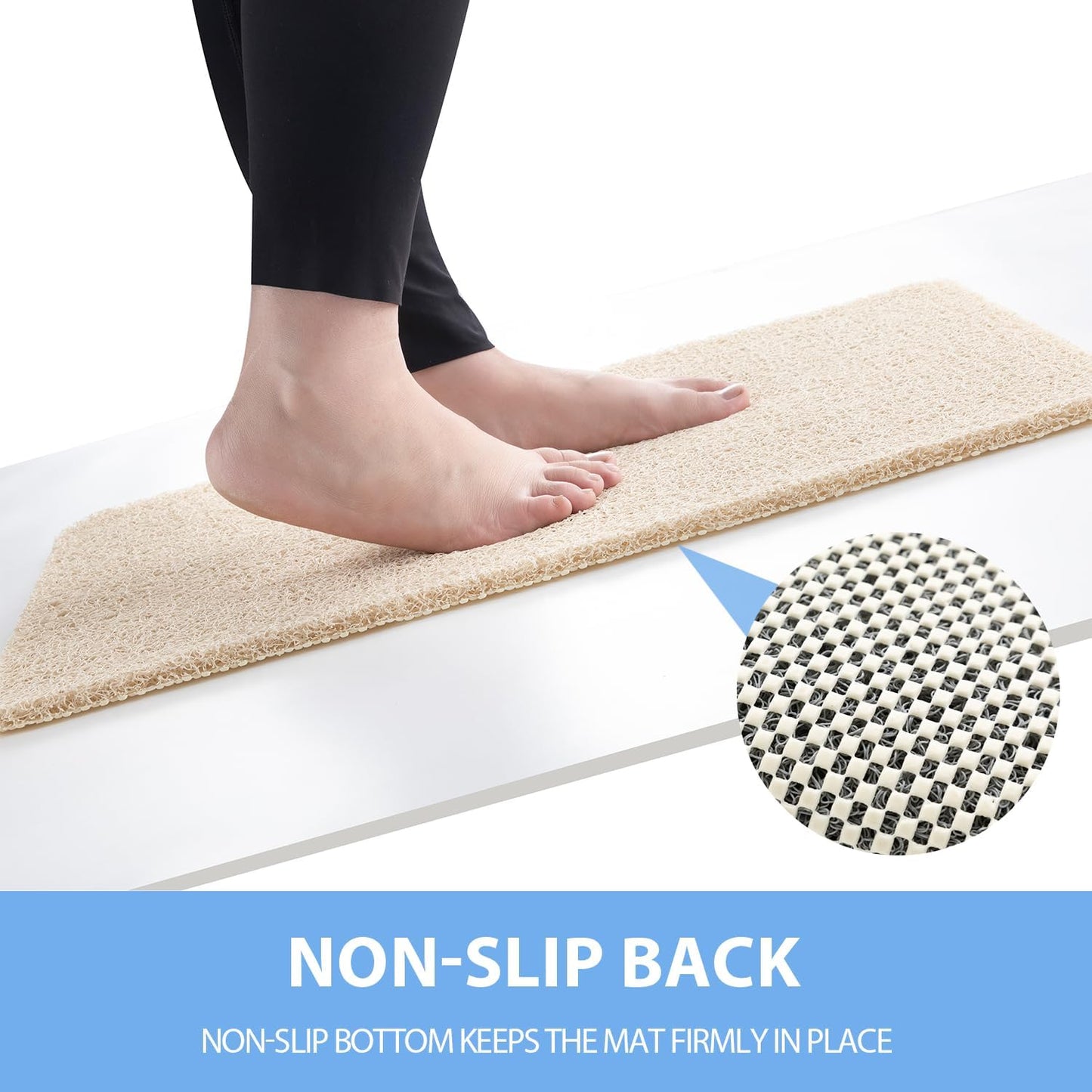 Non Slip Bathtub Mat - Anti Slip Shower Mat, Quick Drying, Foot Scrubber, Anti Slip for Tub, Floor, Bathroom, Home, Kitchen, Hotel (Beige 32'x17')